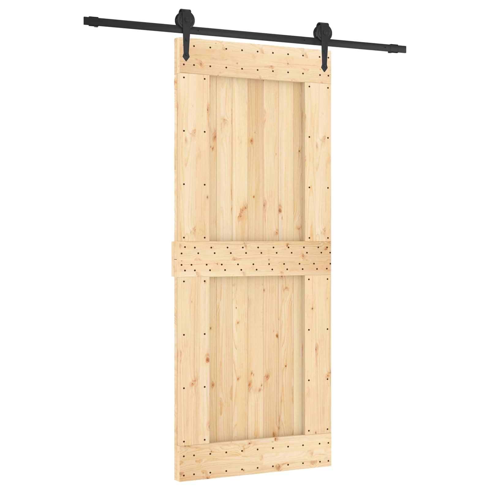 Συρόμενη Πόρτα Φυσικό και Μαύρο 85 x 210 cm - Pakobazaar