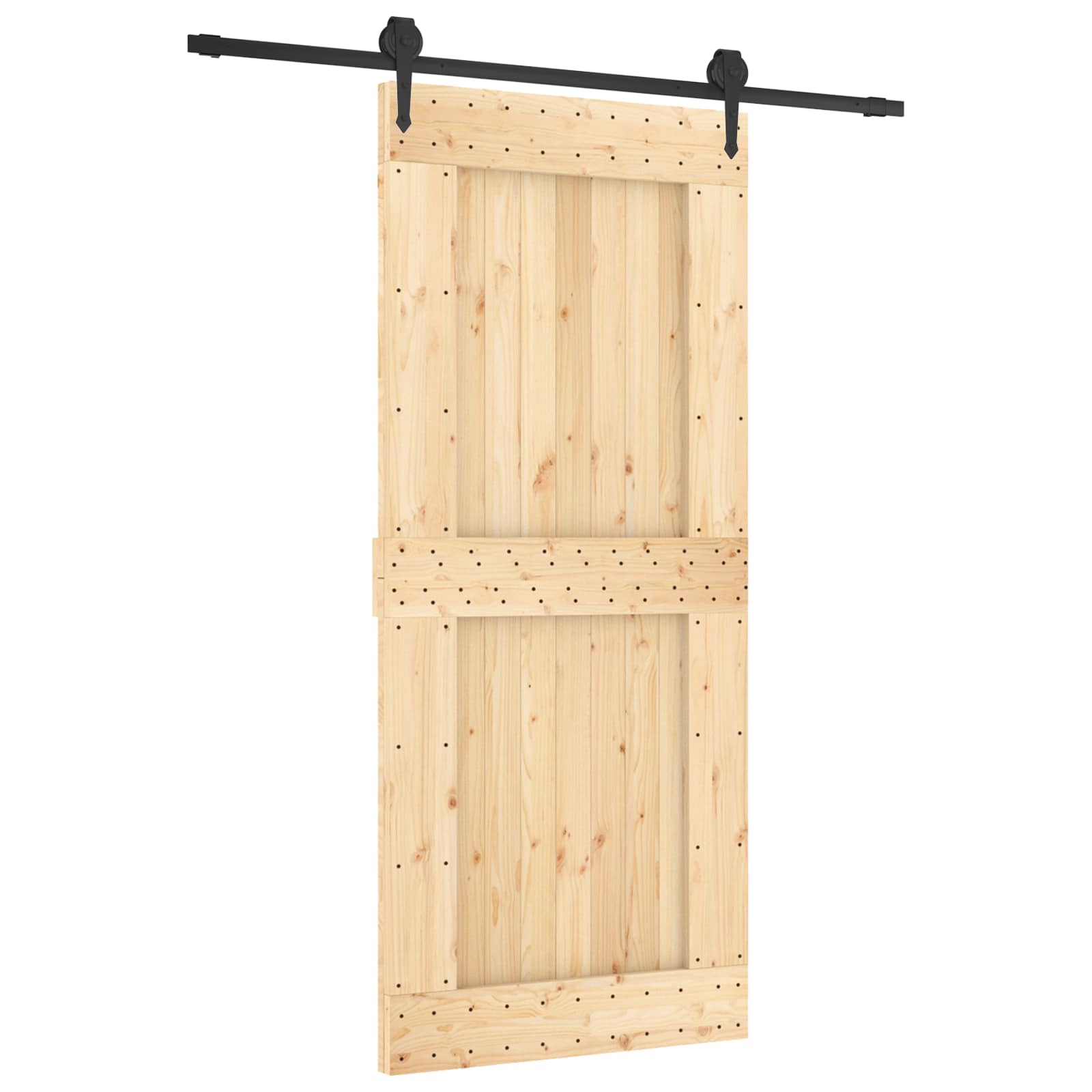 Συρόμενη Πόρτα Φυσικό και Μαύρο 90 x 210 cm