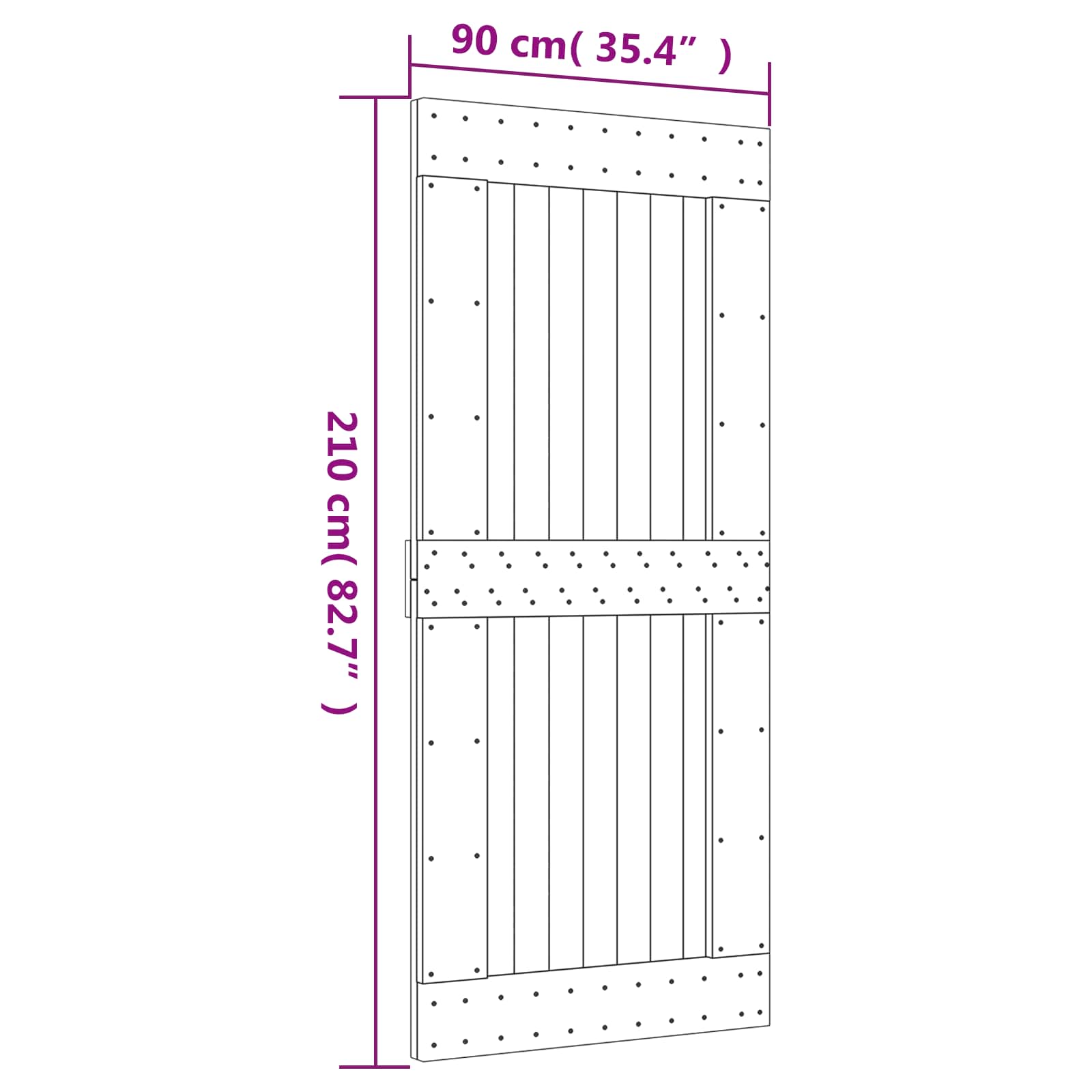 Συρόμενη Πόρτα Φυσικό και Μαύρο 90 x 210 cm