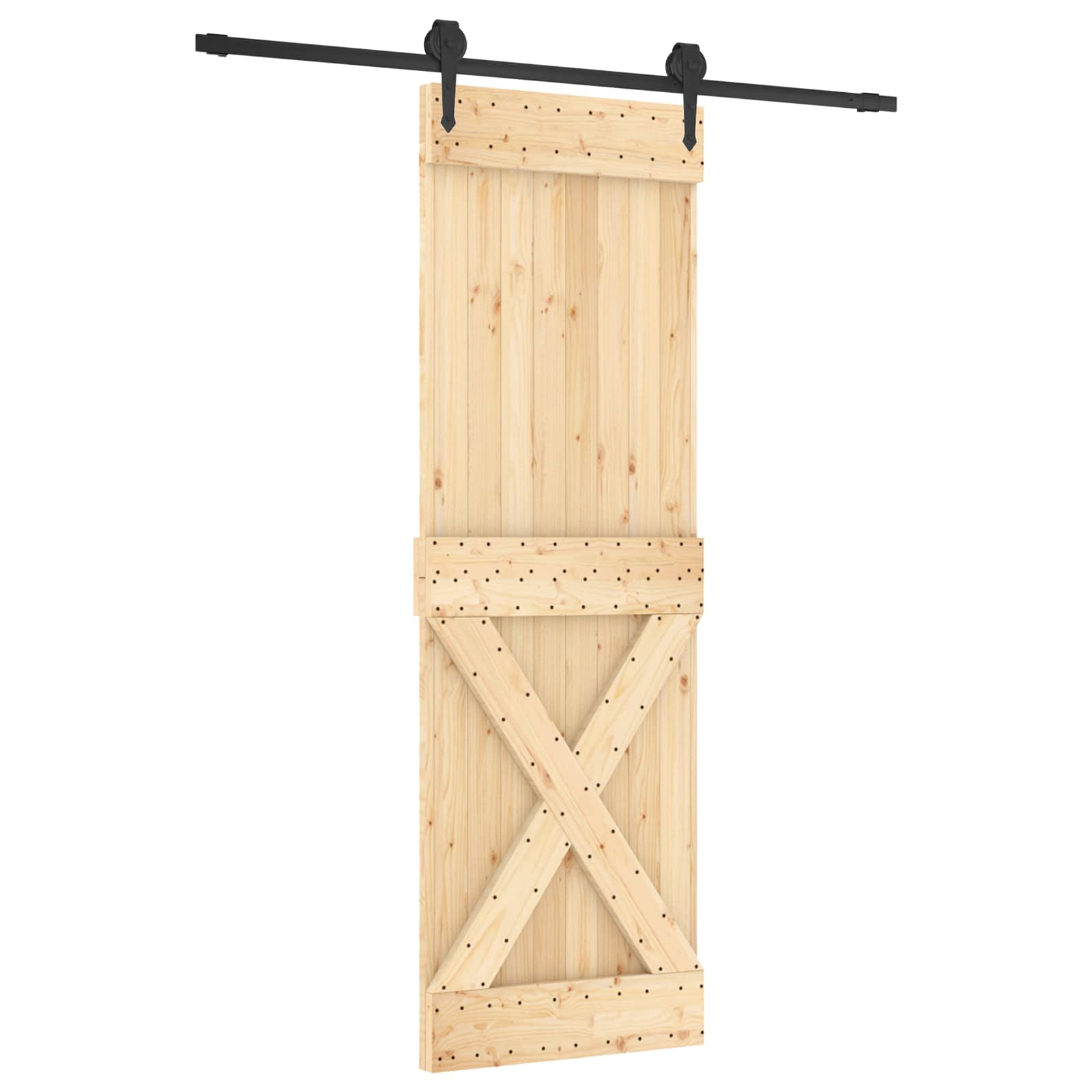 Συρόμενη Πόρτα Φυσικό και Μαύρο 70 x 210 cm