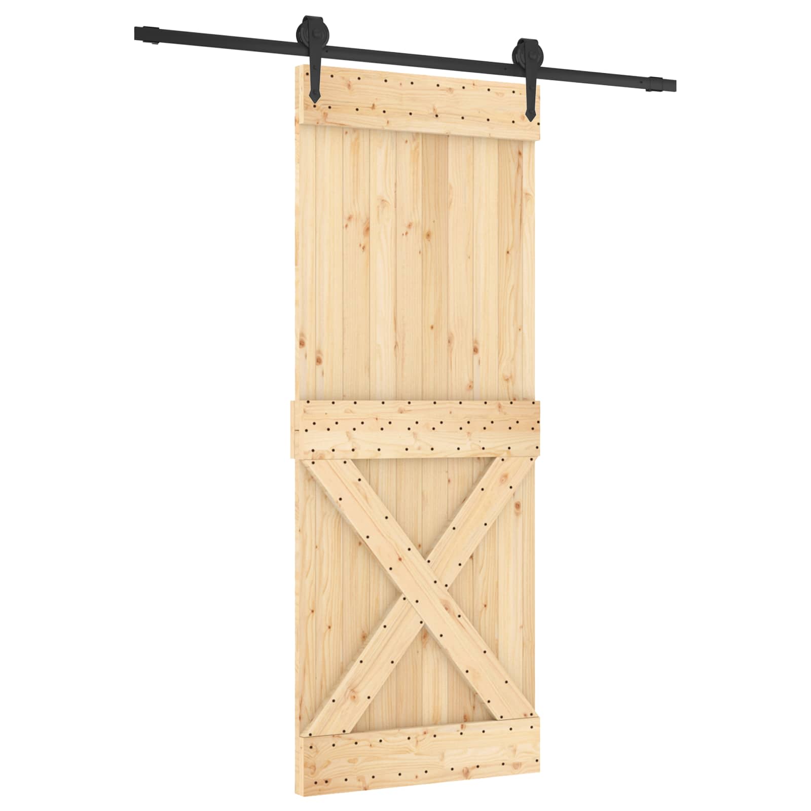 Συρόμενη Πόρτα Φυσικό και Μαύρο 80 x 210 cm - Pakobazaar