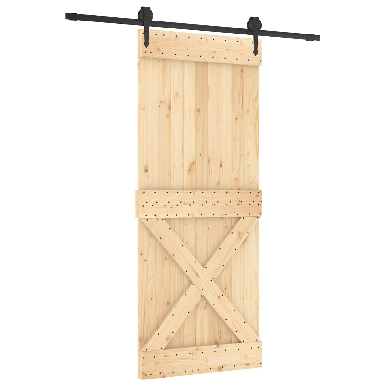 Συρόμενη Πόρτα Φυσικό και Μαύρο 85 x 210 cm