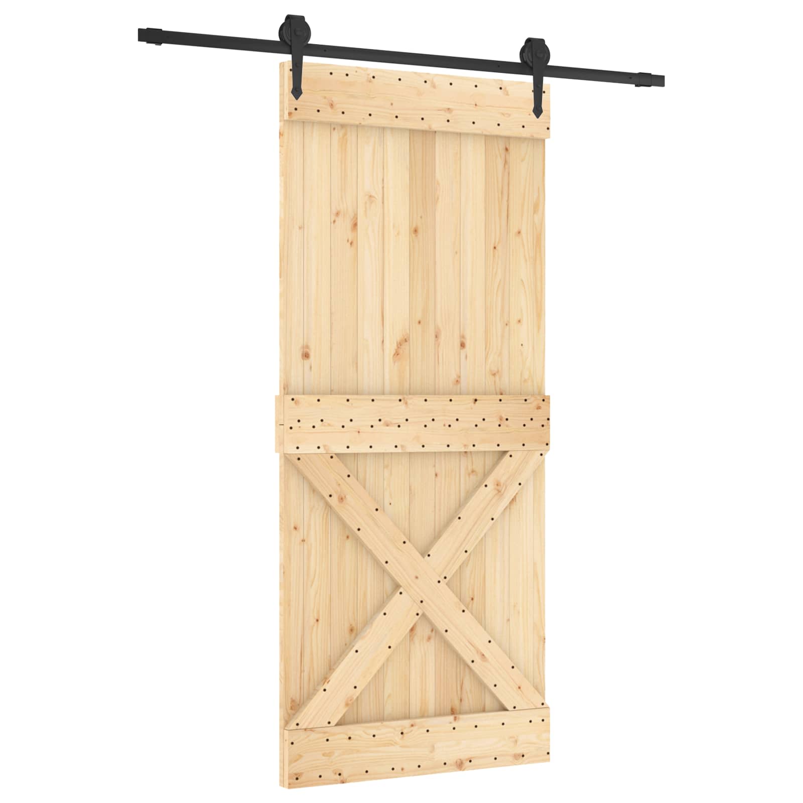 Συρόμενη Πόρτα Φυσικό και Μαύρο 90 x 210 cm