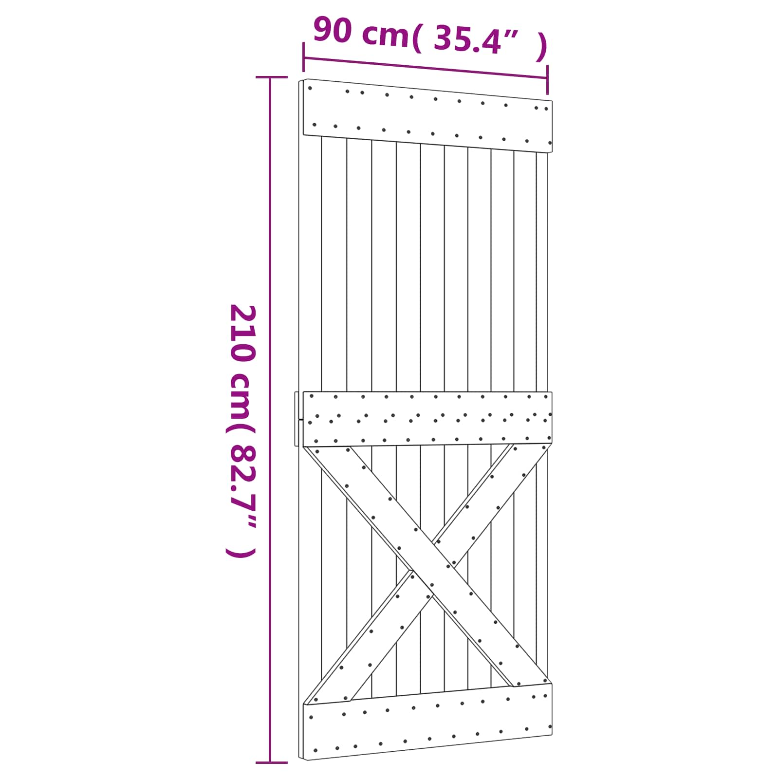 Συρόμενη Πόρτα Φυσικό και Μαύρο 90 x 210 cm