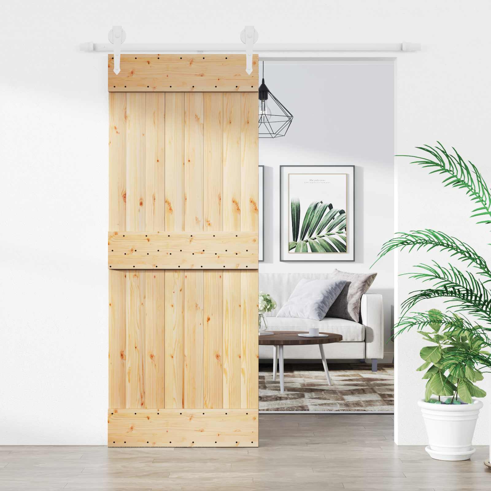 Συρόμενη Πόρτα Φυσικό και Λευκό 80 x 210 cm - Pakobazaar