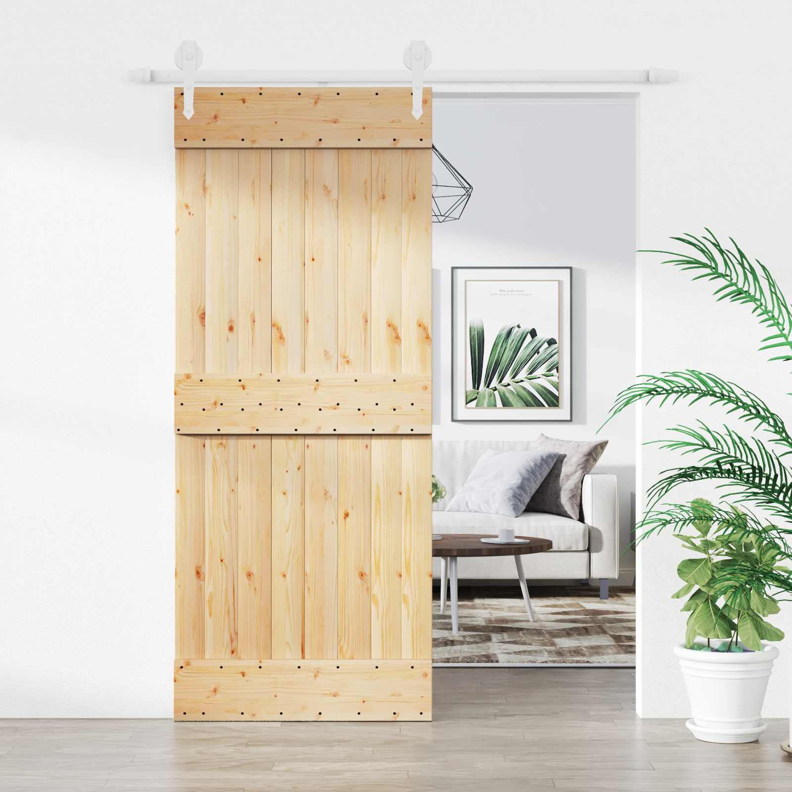 Συρόμενη Πόρτα Φυσικό και Λευκό 85 x 210 cm