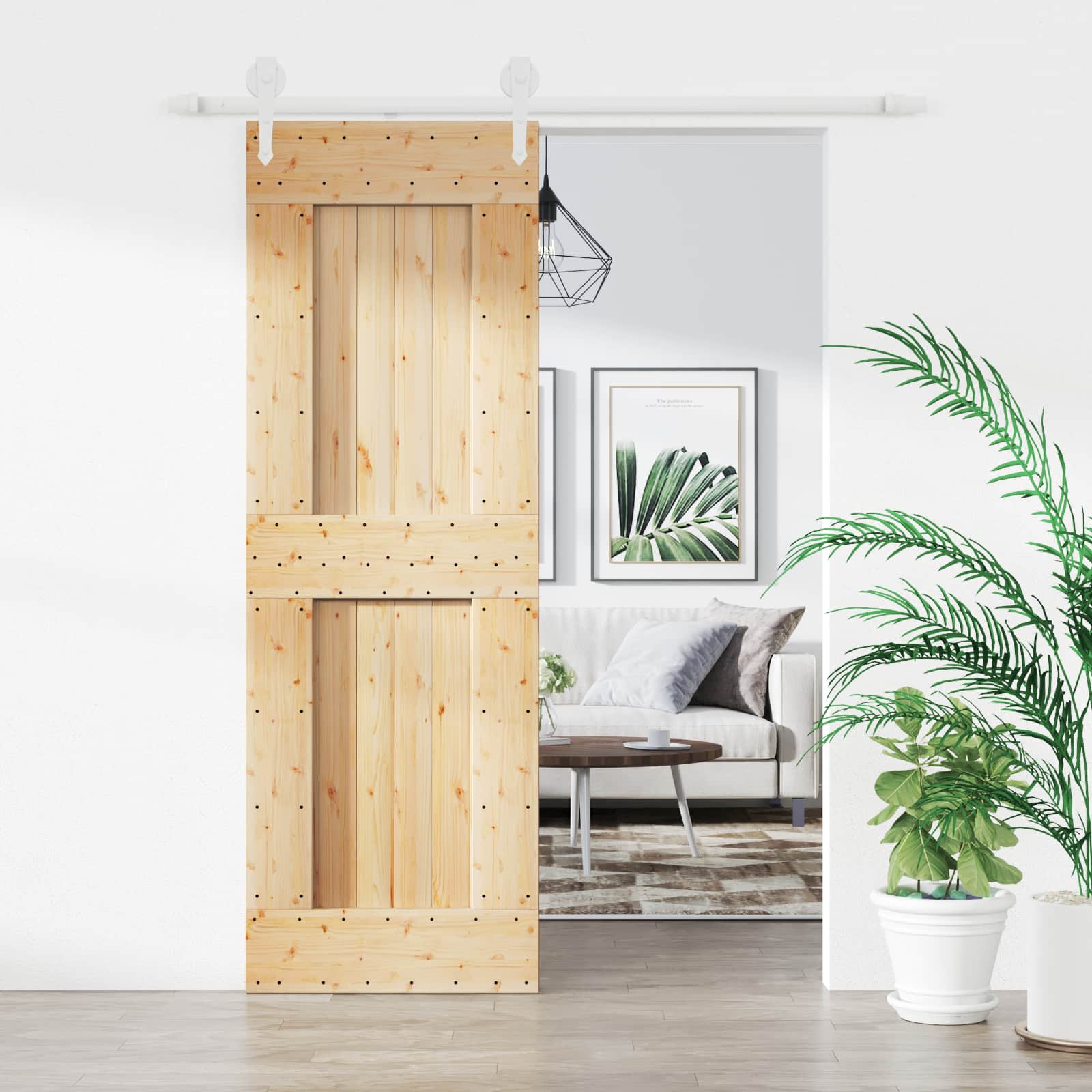 Συρόμενη Πόρτα Φυσικό και Λευκό 70 x 210 cm - Pakobazaar