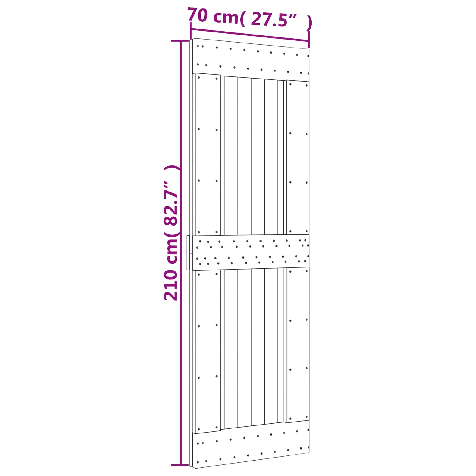 Συρόμενη Πόρτα Φυσικό και Λευκό 70 x 210 cm - Pakobazaar