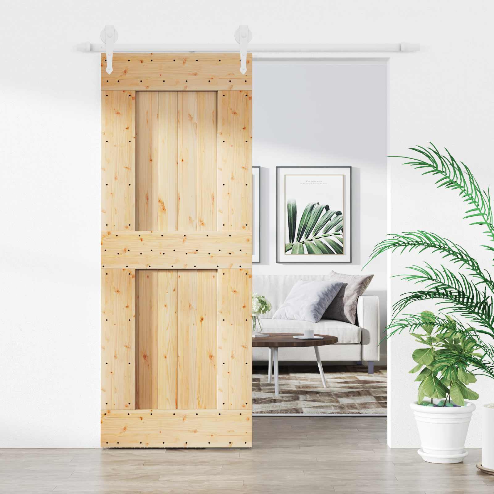 Συρόμενη Πόρτα Φυσικό και Λευκό 80 x 210 cm