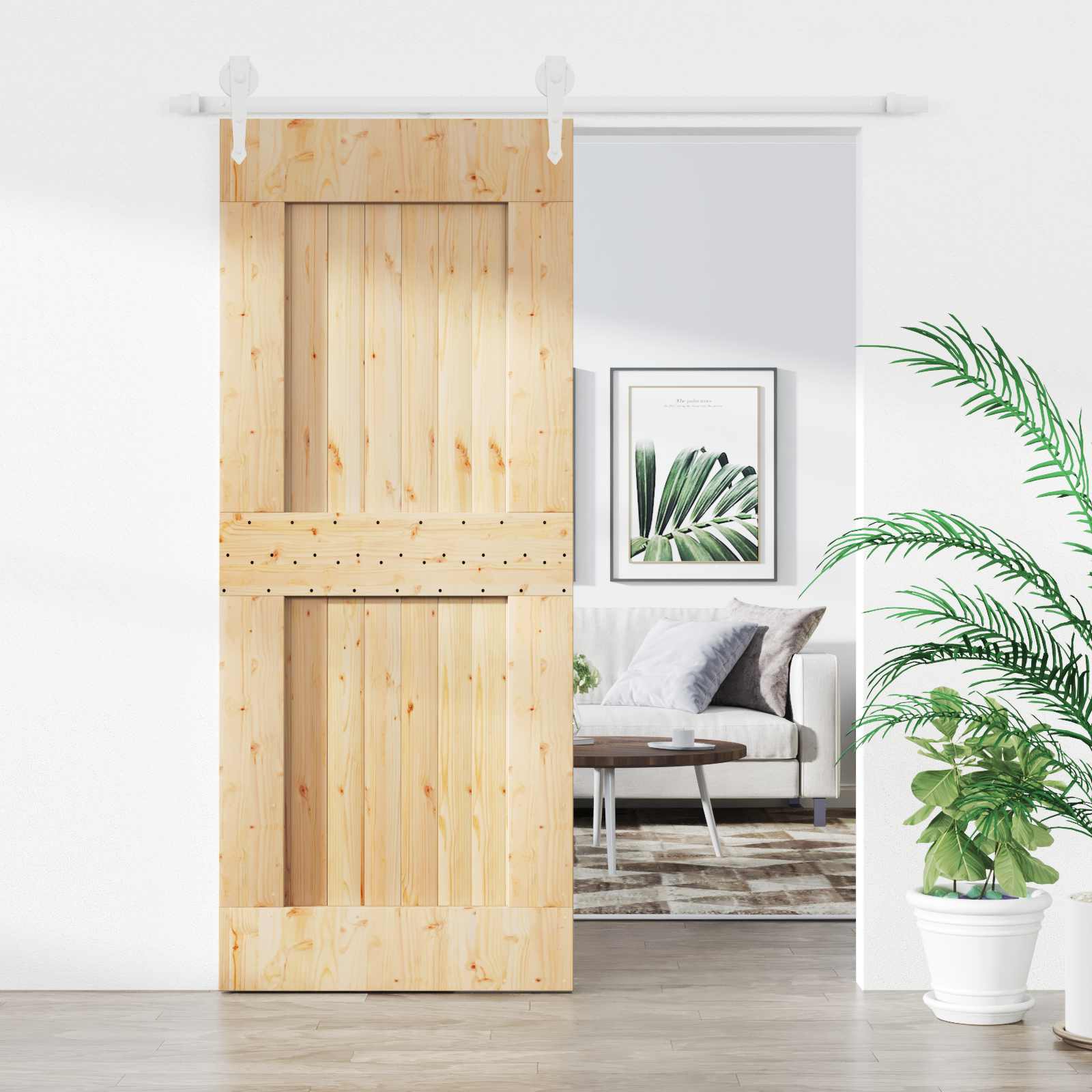 Συρόμενη Πόρτα Φυσικό και Λευκό 85 x 210 cm - Pakobazaar