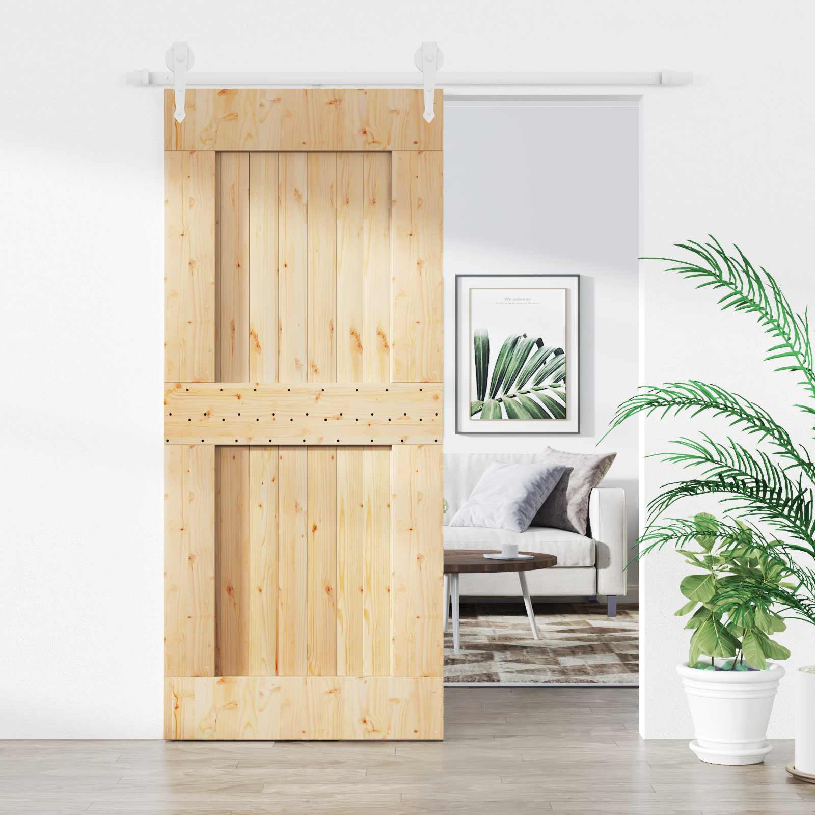 Συρόμενη Πόρτα Φυσικό και Λευκό 90 x 210 cm