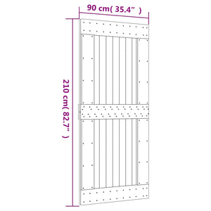 Συρόμενη Πόρτα Φυσικό και Λευκό 90 x 210 cm