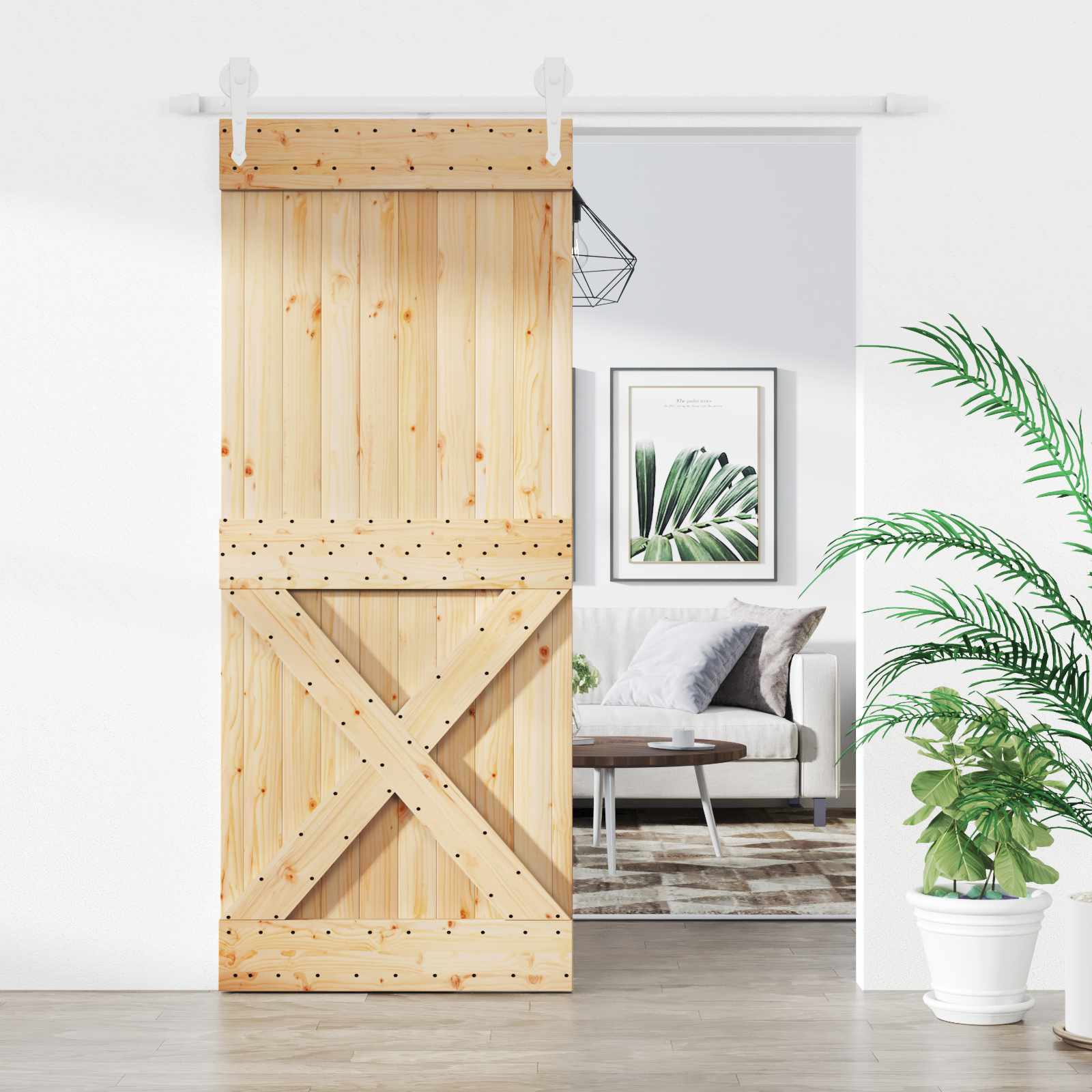 Συρόμενη Πόρτα Φυσικό και Λευκό 85 x 210 cm