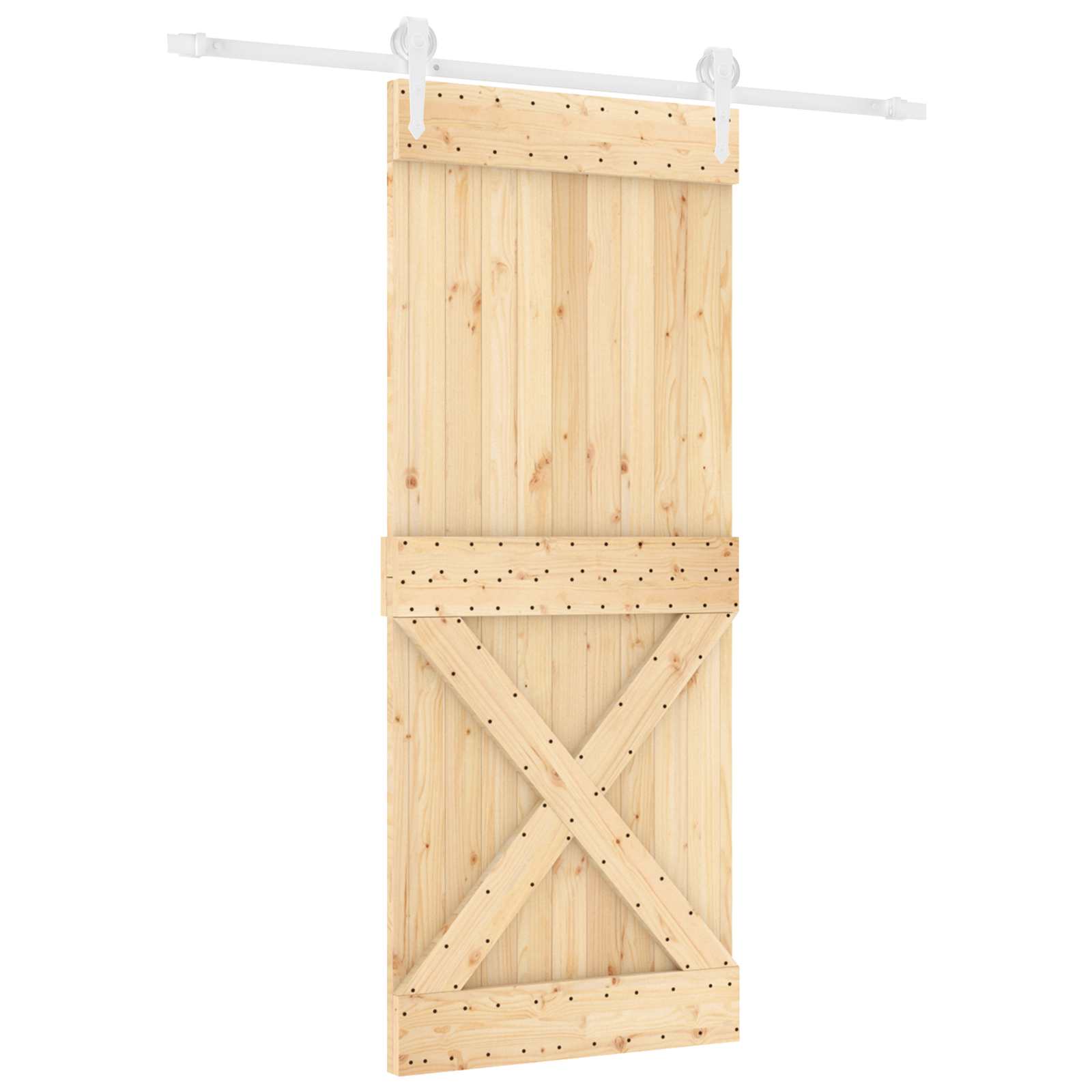 Συρόμενη Πόρτα Φυσικό και Λευκό 90 x 210 cm - Pakobazaar