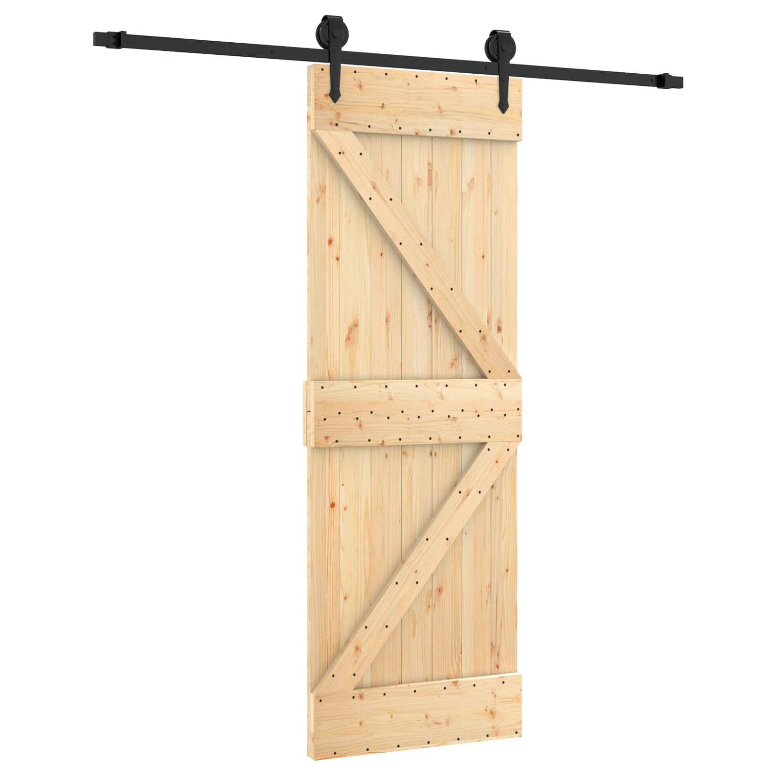 Συρόμενη Πόρτα Φυσικό και Μαύρο 70 x 210 cm - Pakobazaar