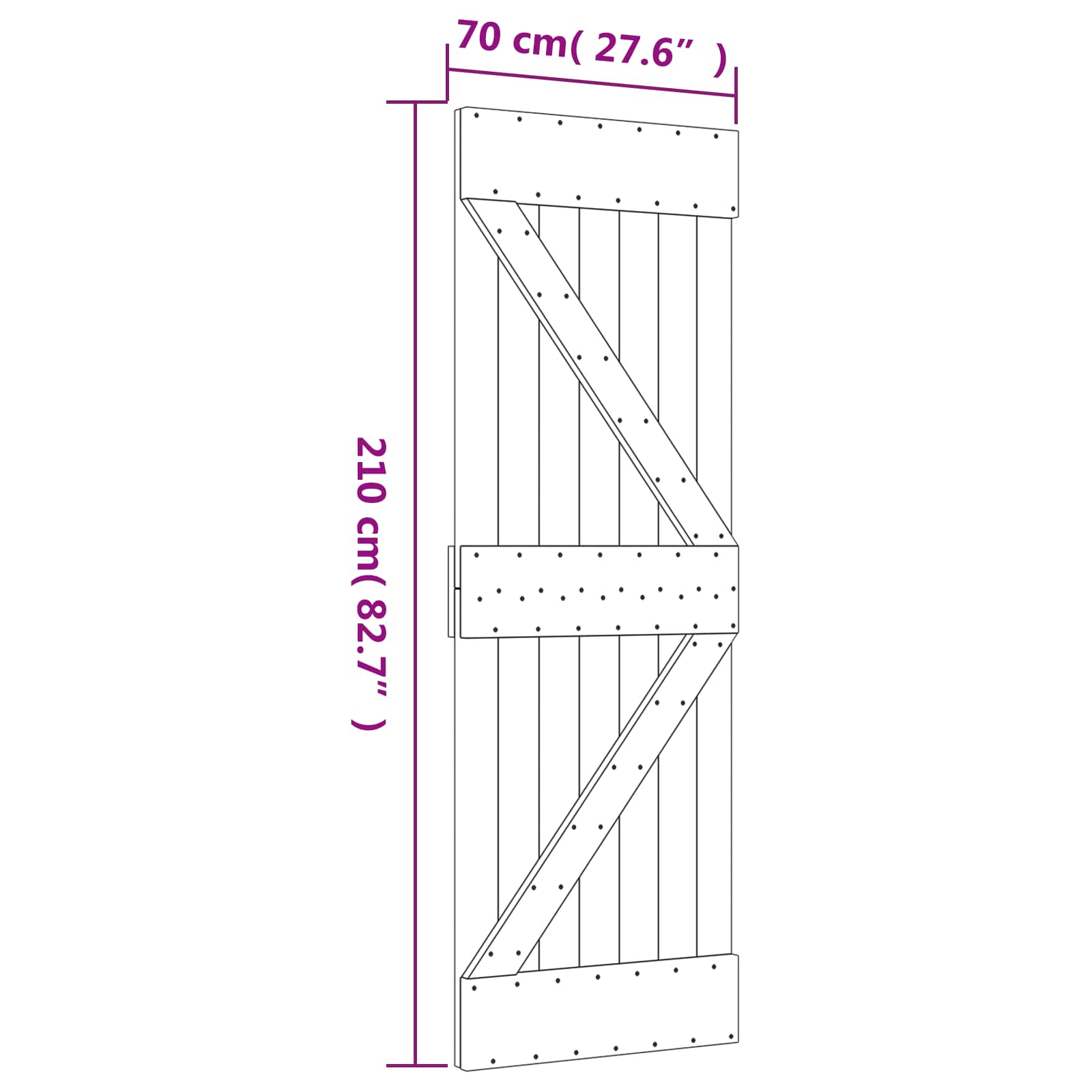Συρόμενη Πόρτα Φυσικό και Μαύρο 70 x 210 cm - Pakobazaar