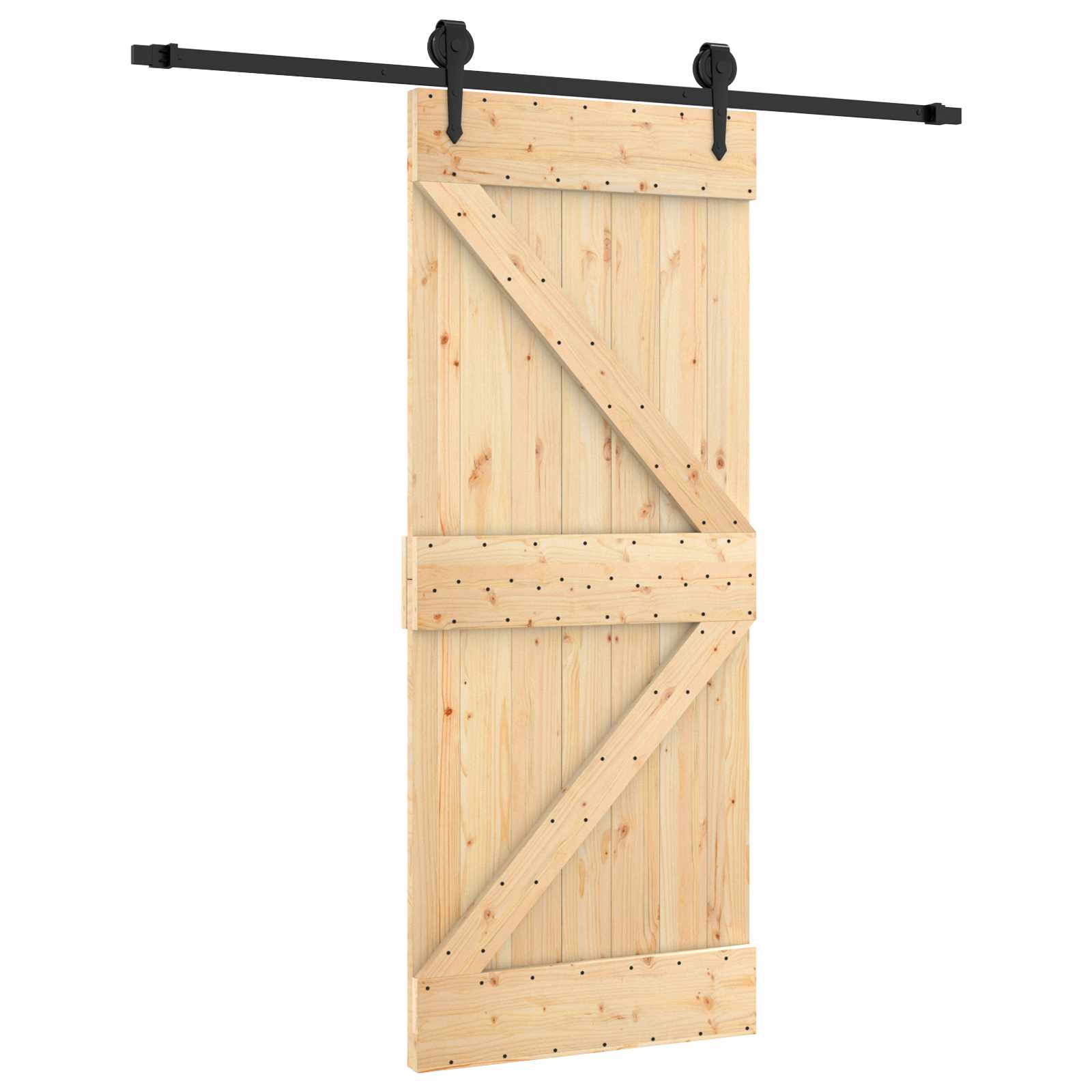 Συρόμενη Πόρτα Φυσικό και Μαύρο 85 x 210 cm - Pakobazaar