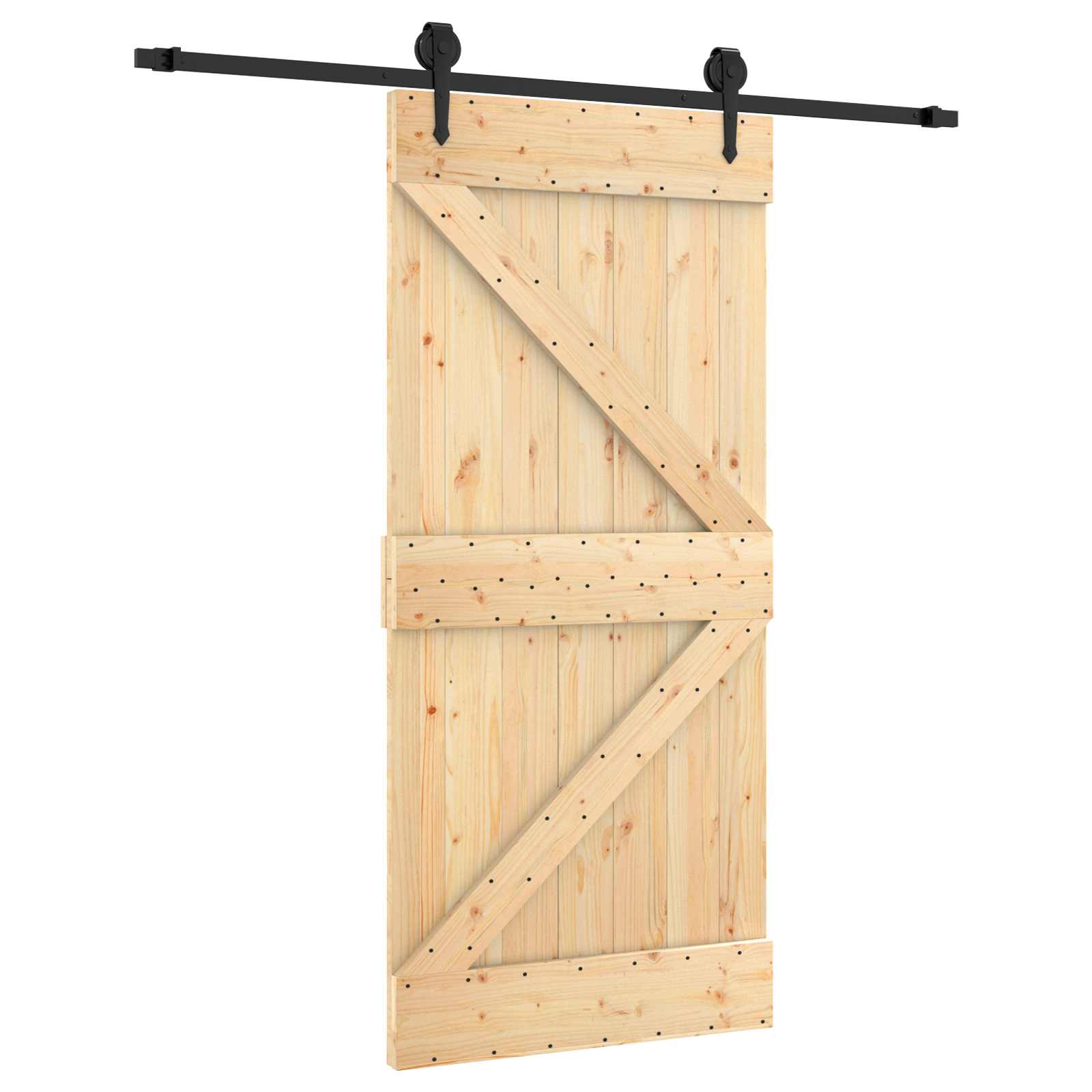 Συρόμενη Πόρτα Φυσικό και Μαύρο 95 x 210 cm - Pakobazaar