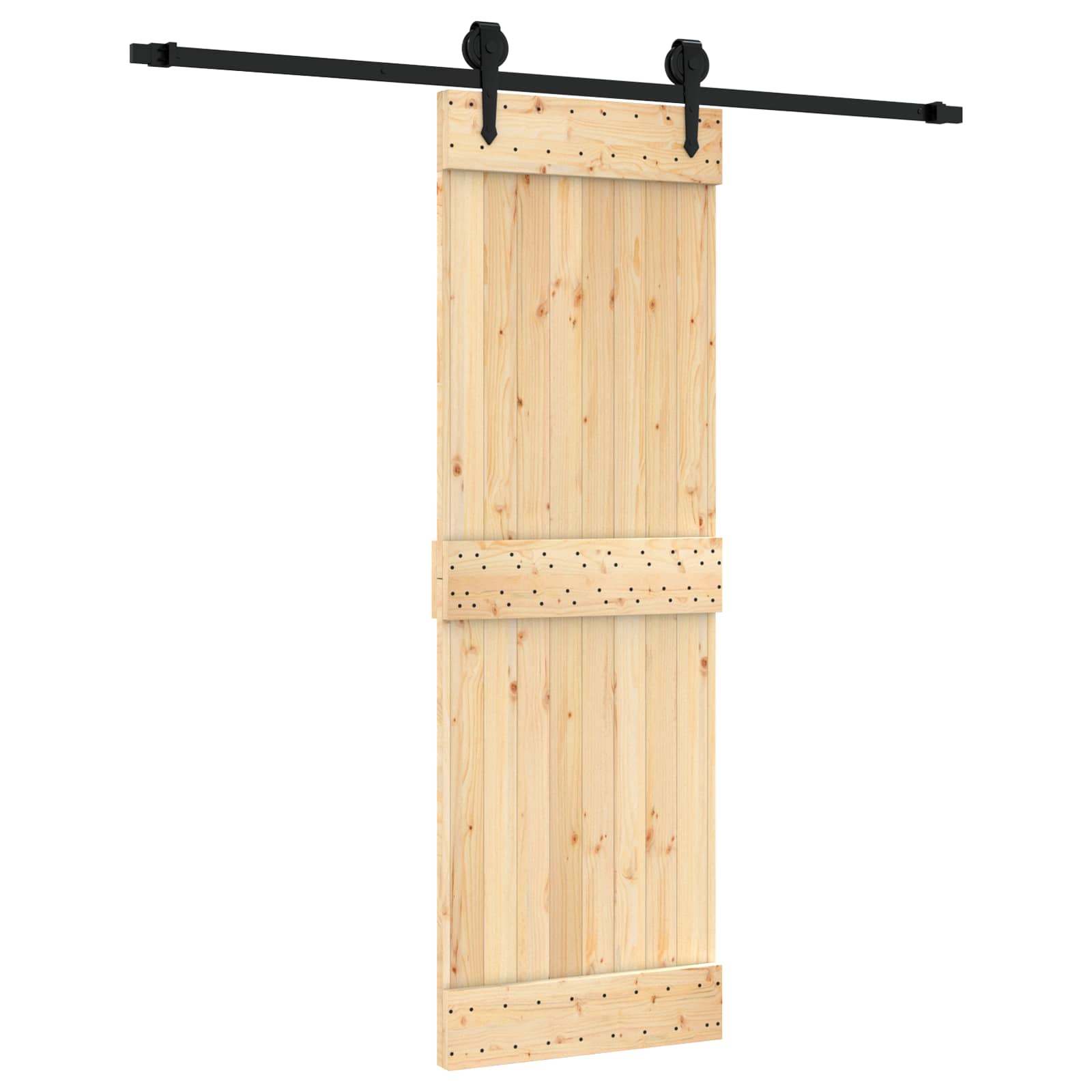 Συρόμενη Πόρτα Φυσικό και Μαύρο 70 x 210 cm - Pakobazaar