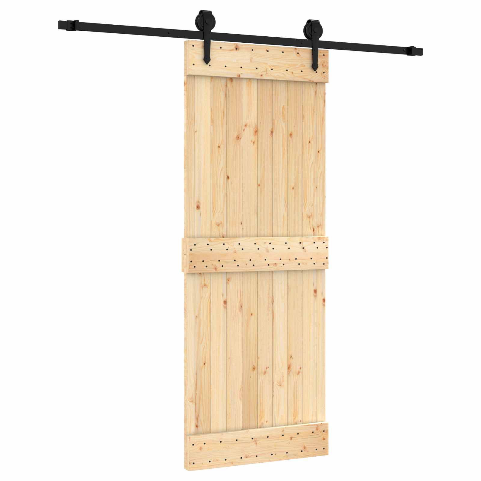 Συρόμενη Πόρτα Φυσικό και Μαύρο 80 x 210 cm - Pakobazaar