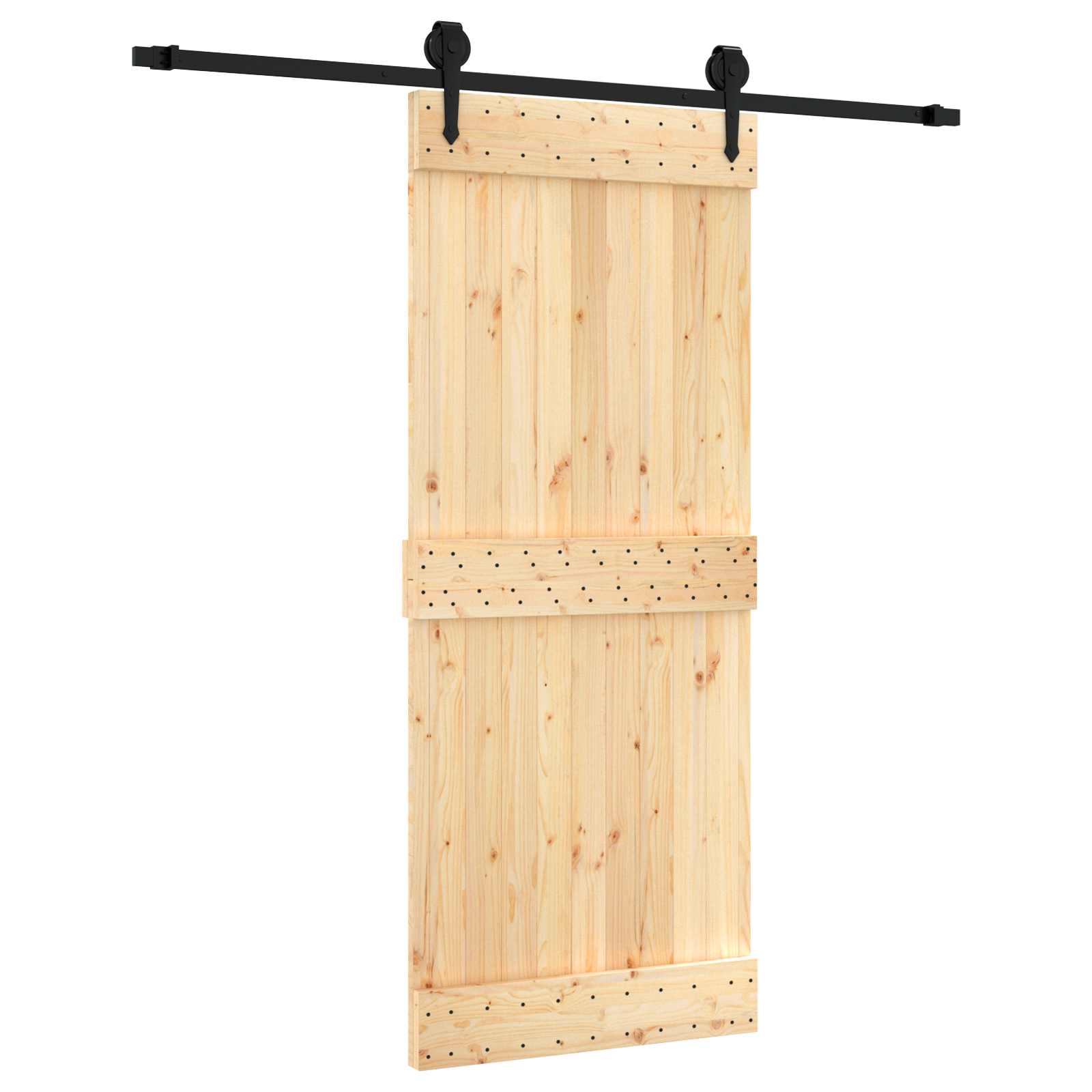 Συρόμενη Πόρτα Φυσικό και Μαύρο 85 x 210 cm