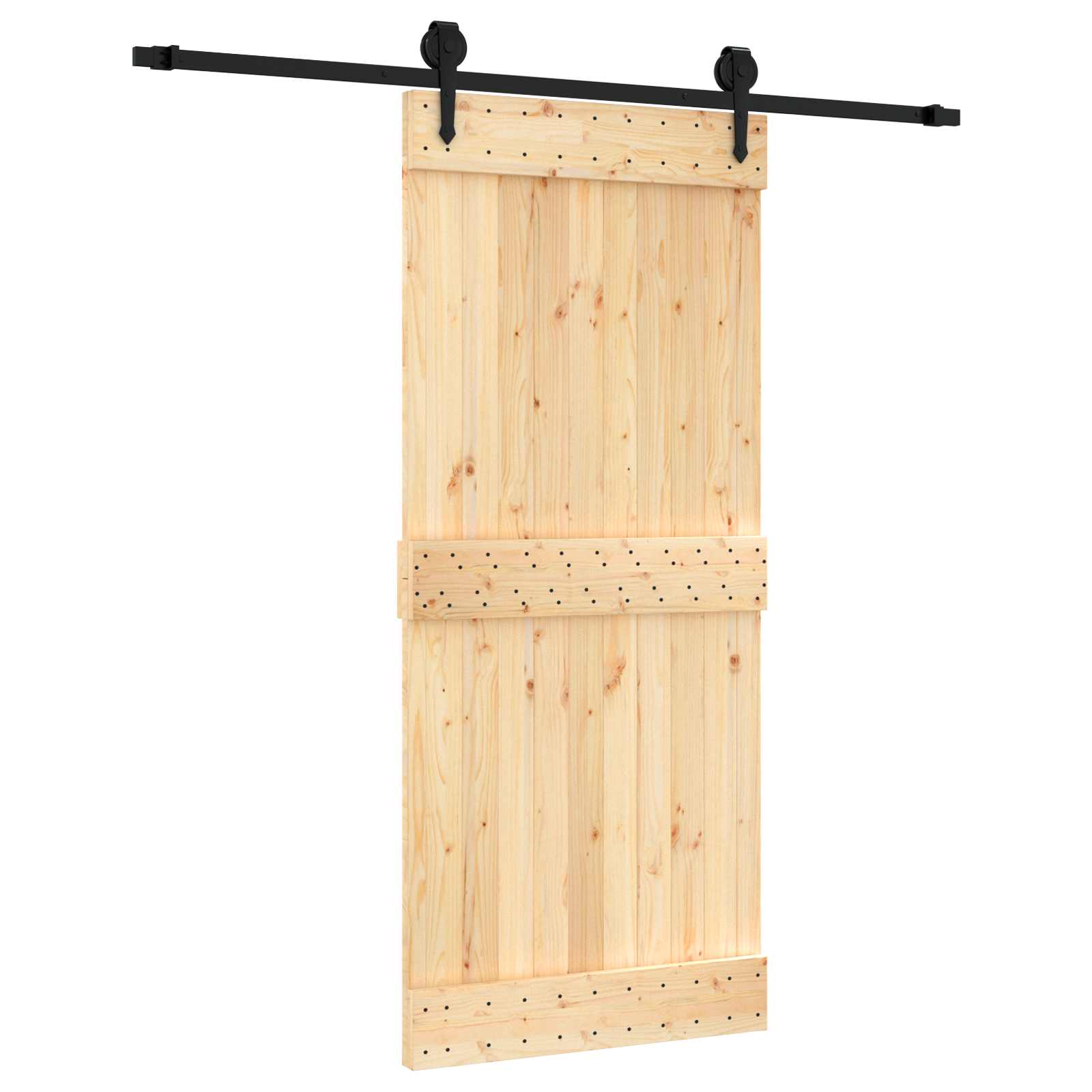 Συρόμενη Πόρτα Φυσικό και Μαύρο 90 x 210 cm