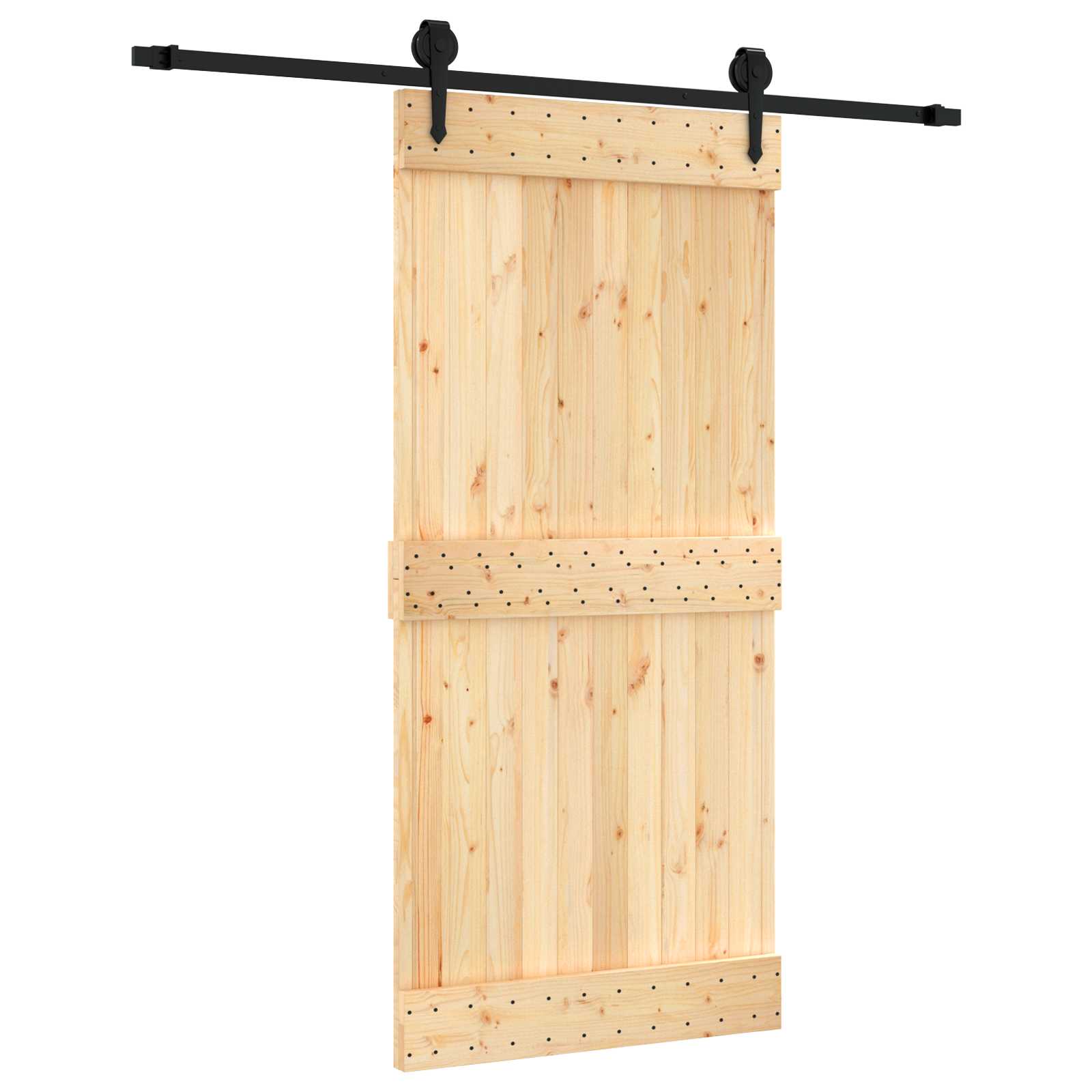 Συρόμενη Πόρτα Φυσικό και Μαύρο 95 x 210 cm