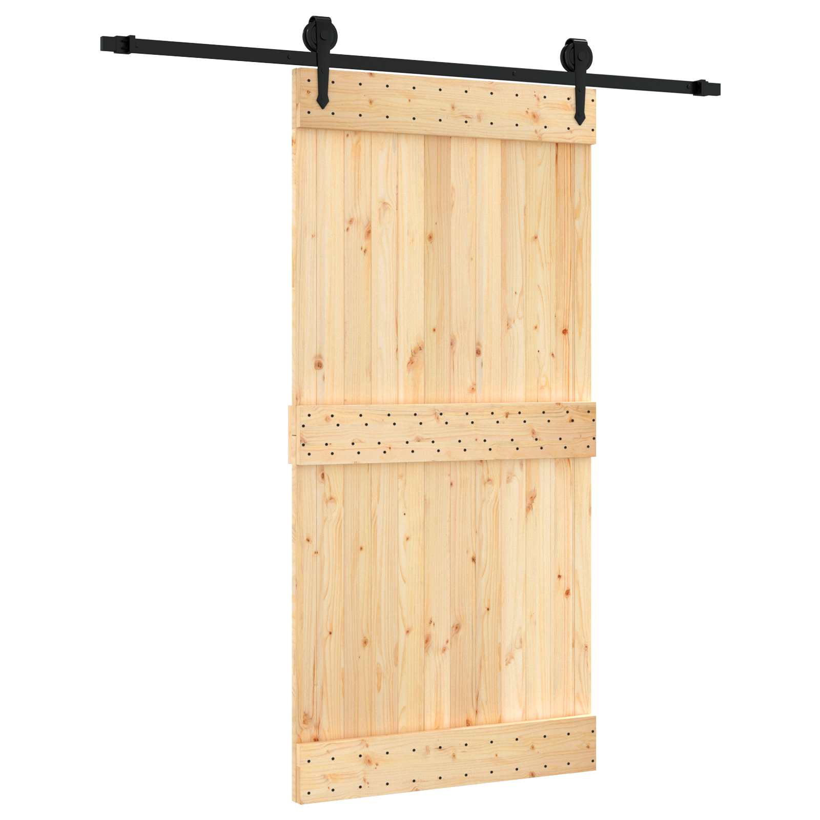 Συρόμενη Πόρτα Φυσικό και Μαύρο 100 x 210 cm