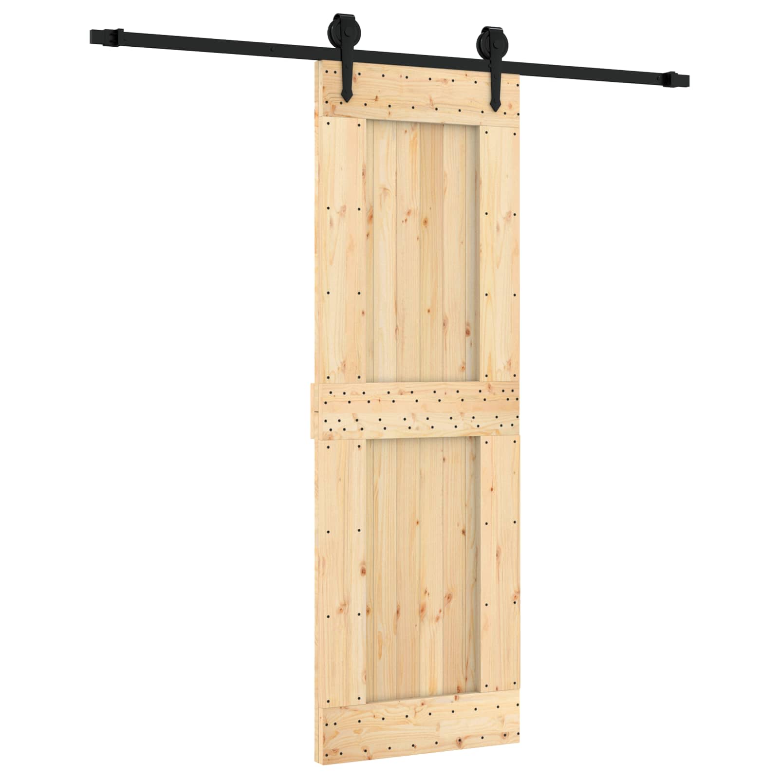 Συρόμενη Πόρτα Φυσικό και Μαύρο 70 x 210 cm