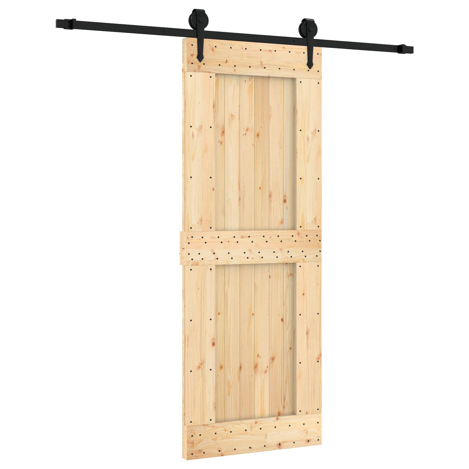 Συρόμενη Πόρτα Φυσικό και Μαύρο 80 x 210 cm