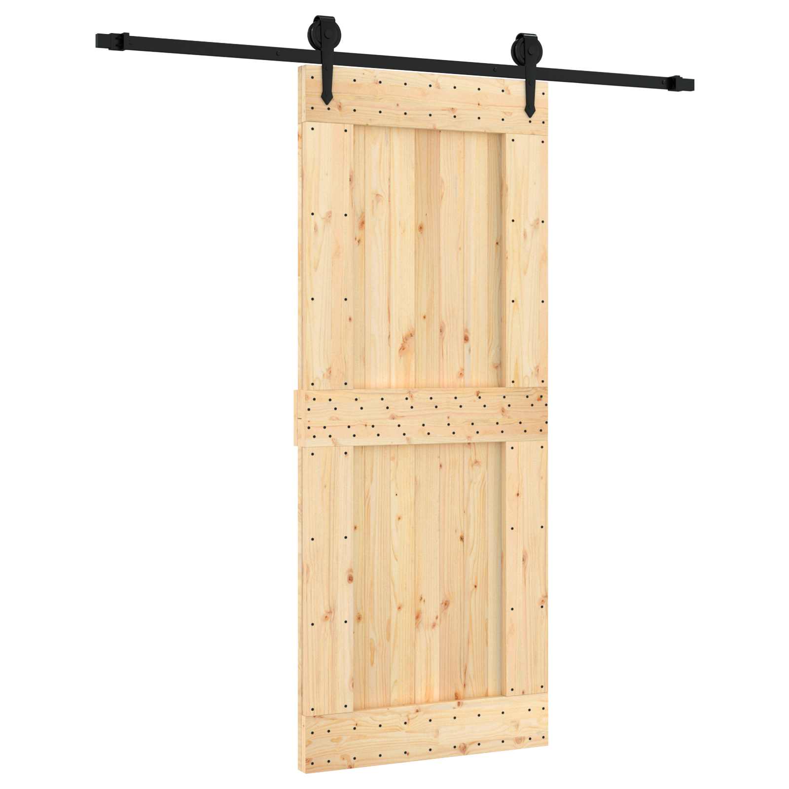 Συρόμενη Πόρτα Φυσικό και Μαύρο 85 x 210 cm - Pakobazaar