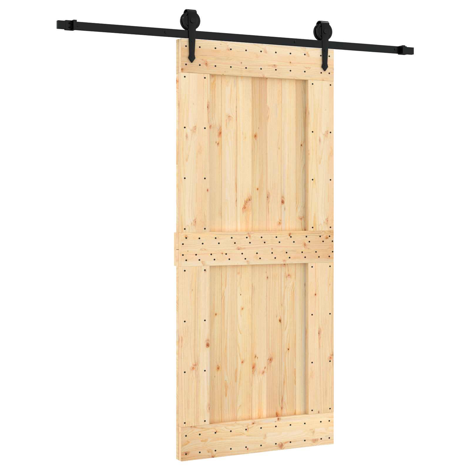 Συρόμενη Πόρτα Φυσικό και Μαύρο 90 x 210 cm - Pakobazaar