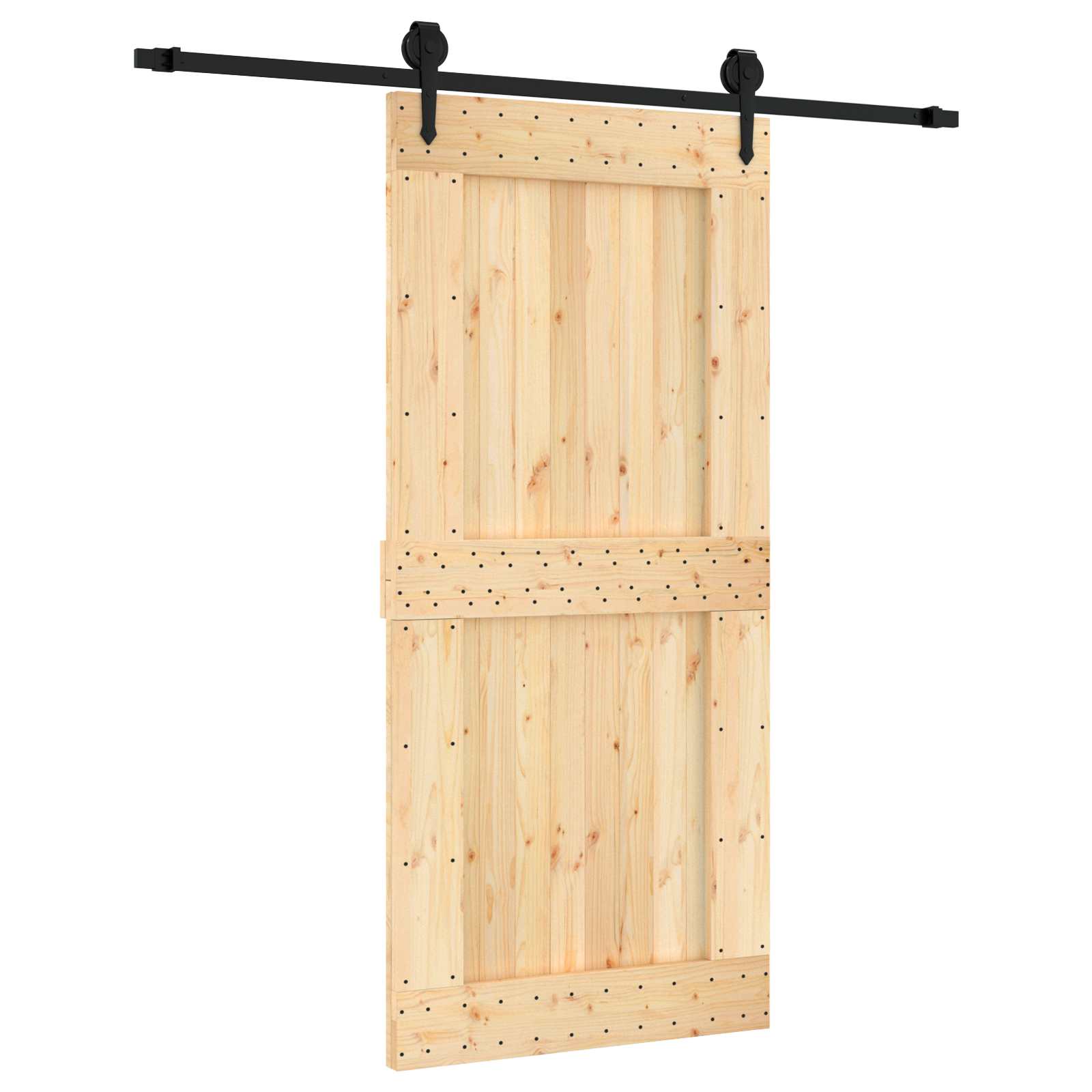 Συρόμενη Πόρτα Φυσικό και Μαύρο 95 x 210 cm - Pakobazaar