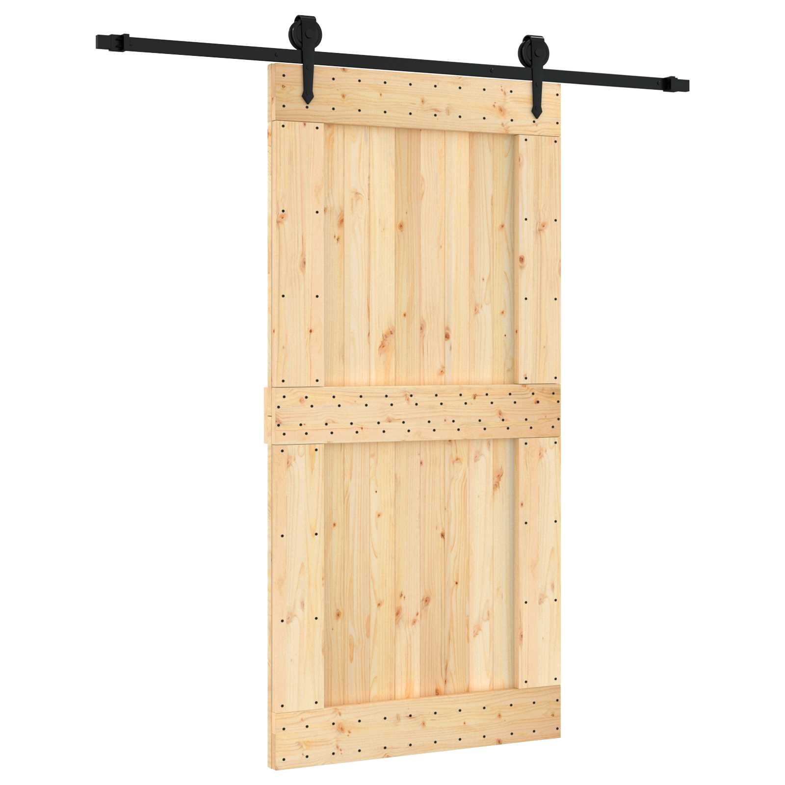 Συρόμενη Πόρτα Φυσικό και Μαύρο 100 x 210 cm - Pakobazaar
