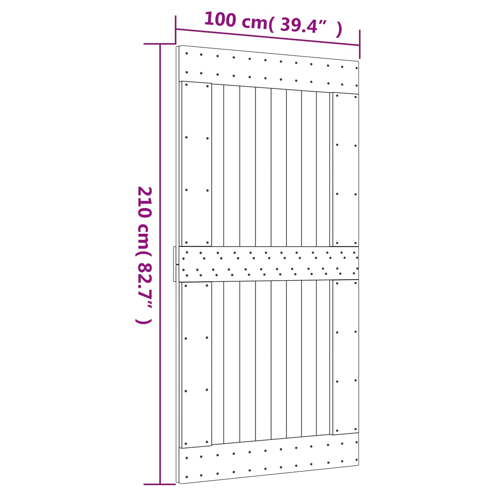 Συρόμενη Πόρτα Φυσικό και Μαύρο 100 x 210 cm - Pakobazaar