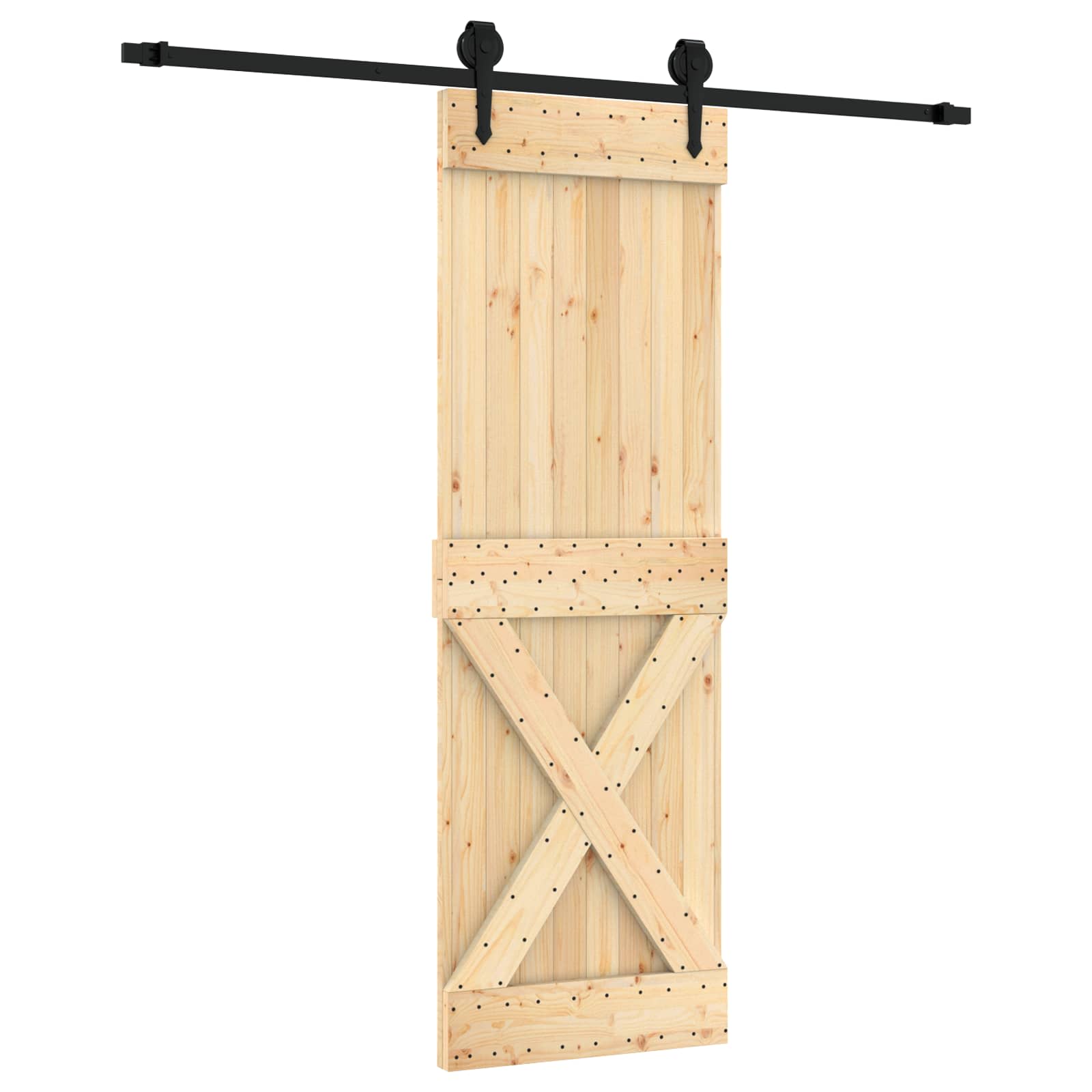 Συρόμενη Πόρτα Φυσικό και Μαύρο 70 x 210 cm - Pakobazaar