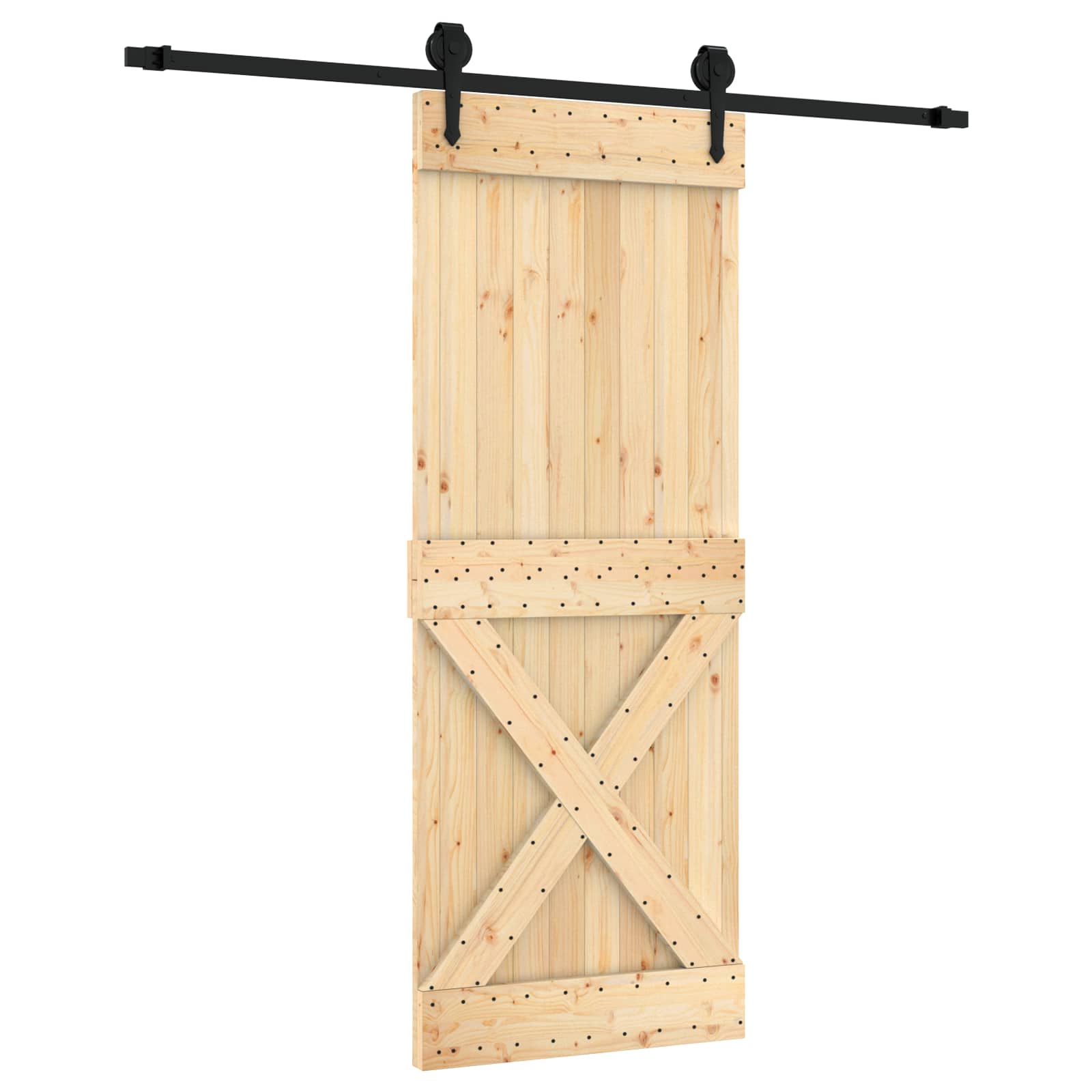 Συρόμενη Πόρτα Φυσικό και Μαύρο 80 x 210 cm - Pakobazaar
