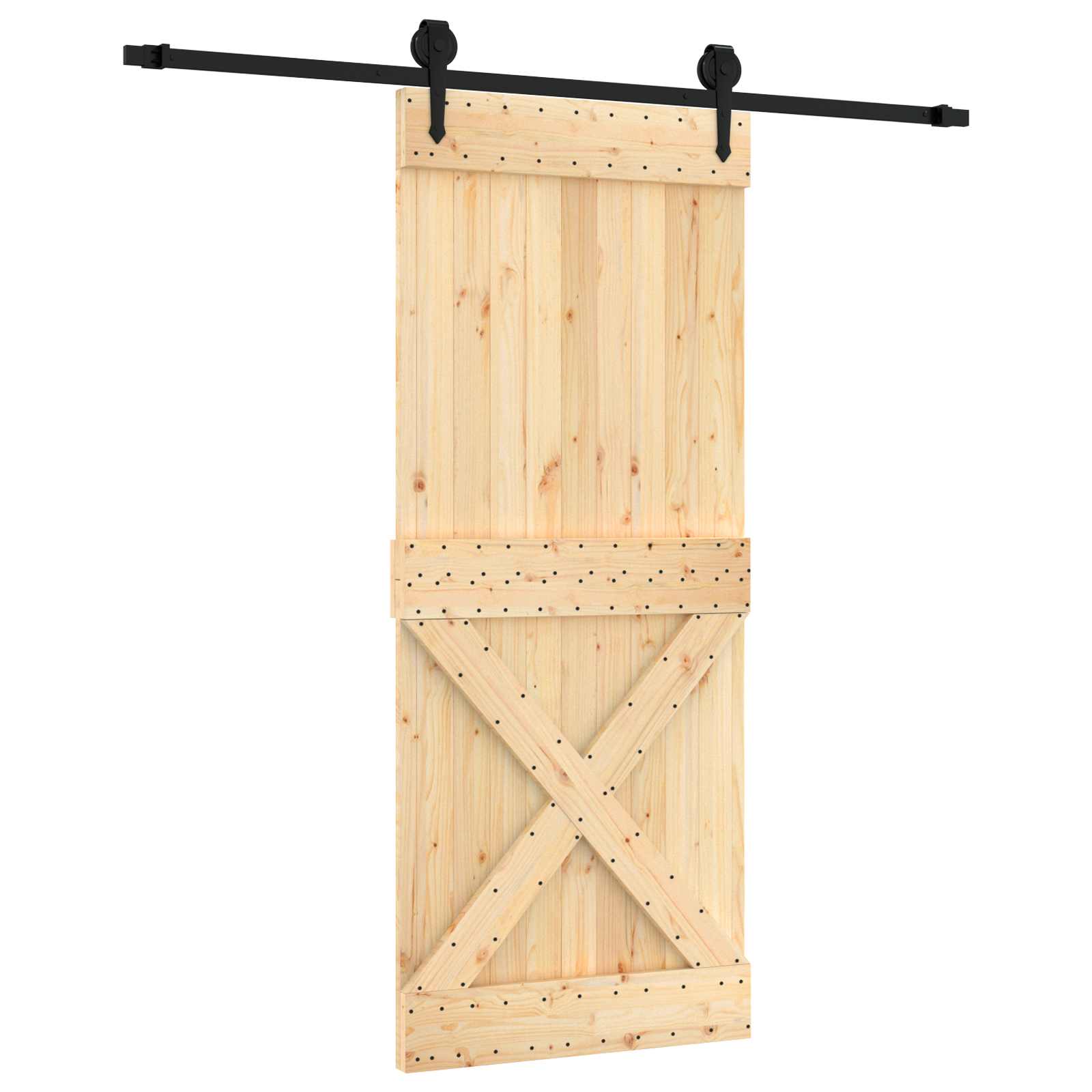 Συρόμενη Πόρτα Φυσικό και Μαύρο 85 x 210 cm - Pakobazaar
