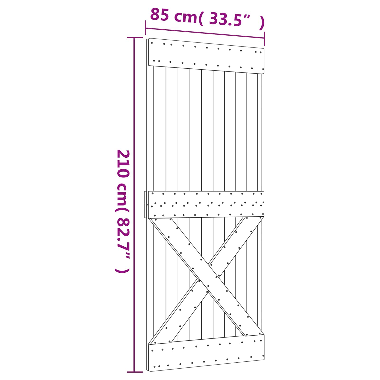 Συρόμενη Πόρτα Φυσικό και Μαύρο 85 x 210 cm - Pakobazaar