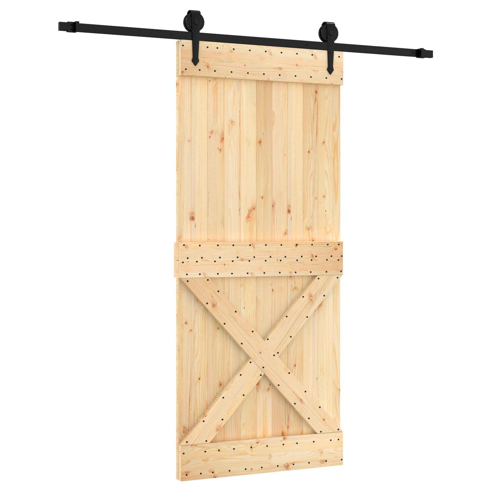 Συρόμενη Πόρτα Φυσικό και Μαύρο 90 x 210 cm