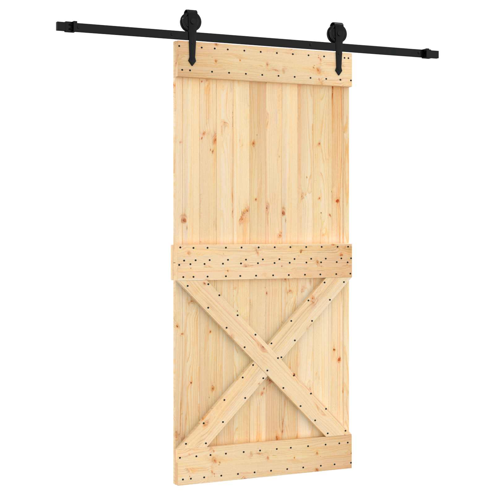 Συρόμενη Πόρτα Φυσικό και Μαύρο 95 x 210 cm - Pakobazaar