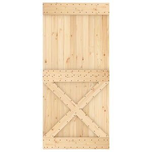 Συρόμενη Πόρτα Φυσικό και Μαύρο 95 x 210 cm - Pakobazaar