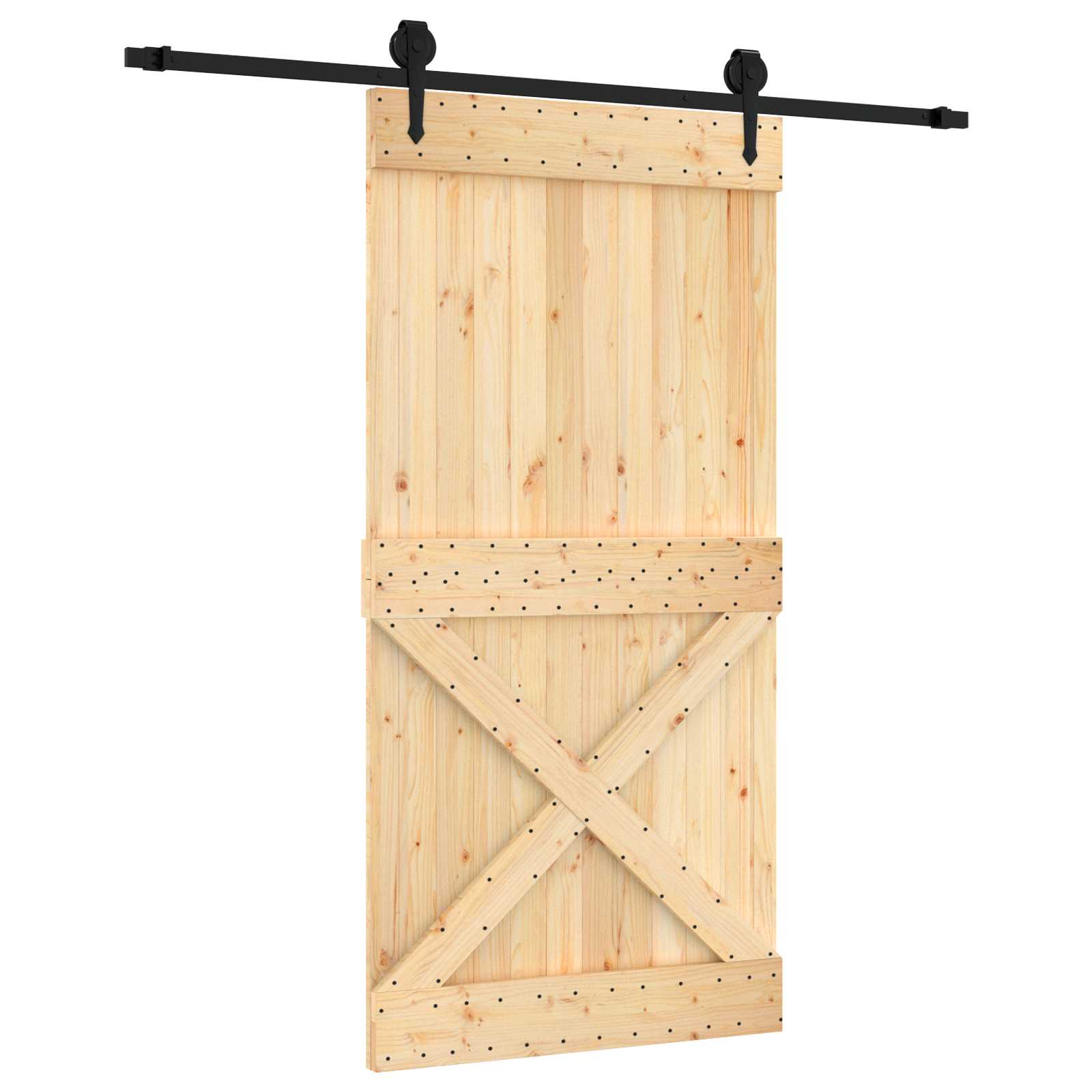 Συρόμενη Πόρτα Φυσικό και Μαύρο 100 x 210 cm - Pakobazaar