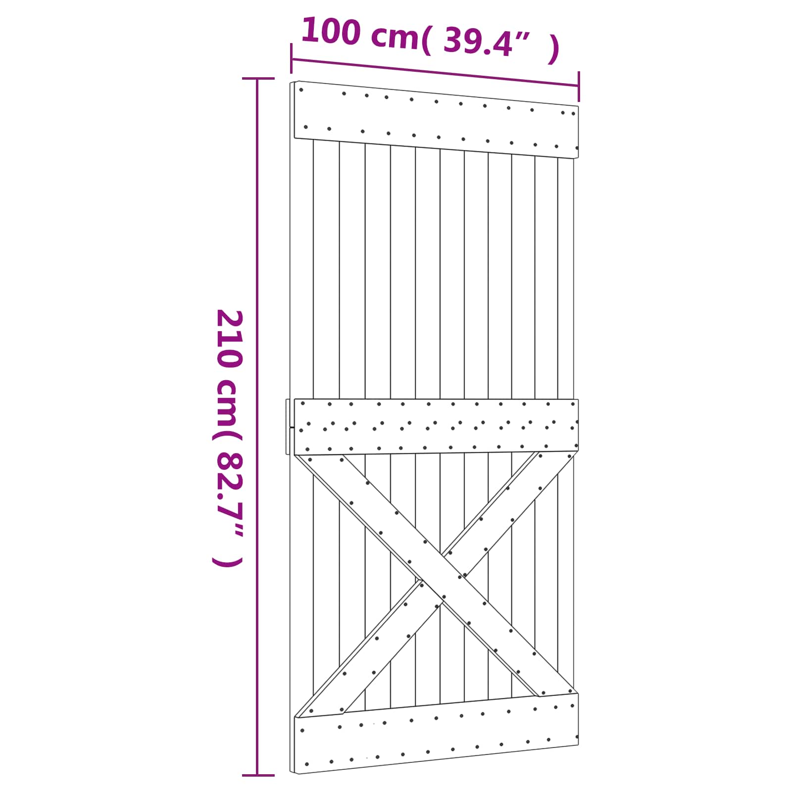 Συρόμενη Πόρτα Φυσικό και Μαύρο 100 x 210 cm - Pakobazaar
