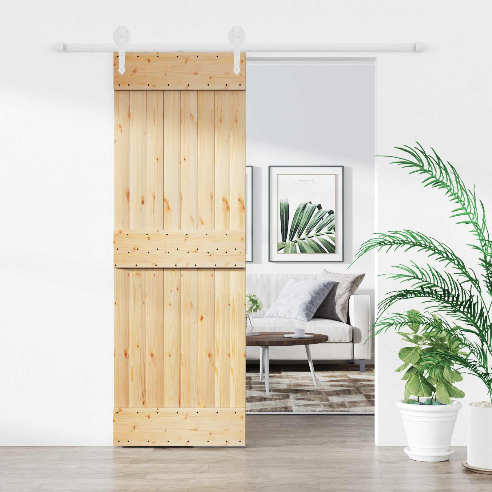 Συρόμενη Πόρτα Φυσικό και Λευκό 70 x 210 cm - Pakobazaar