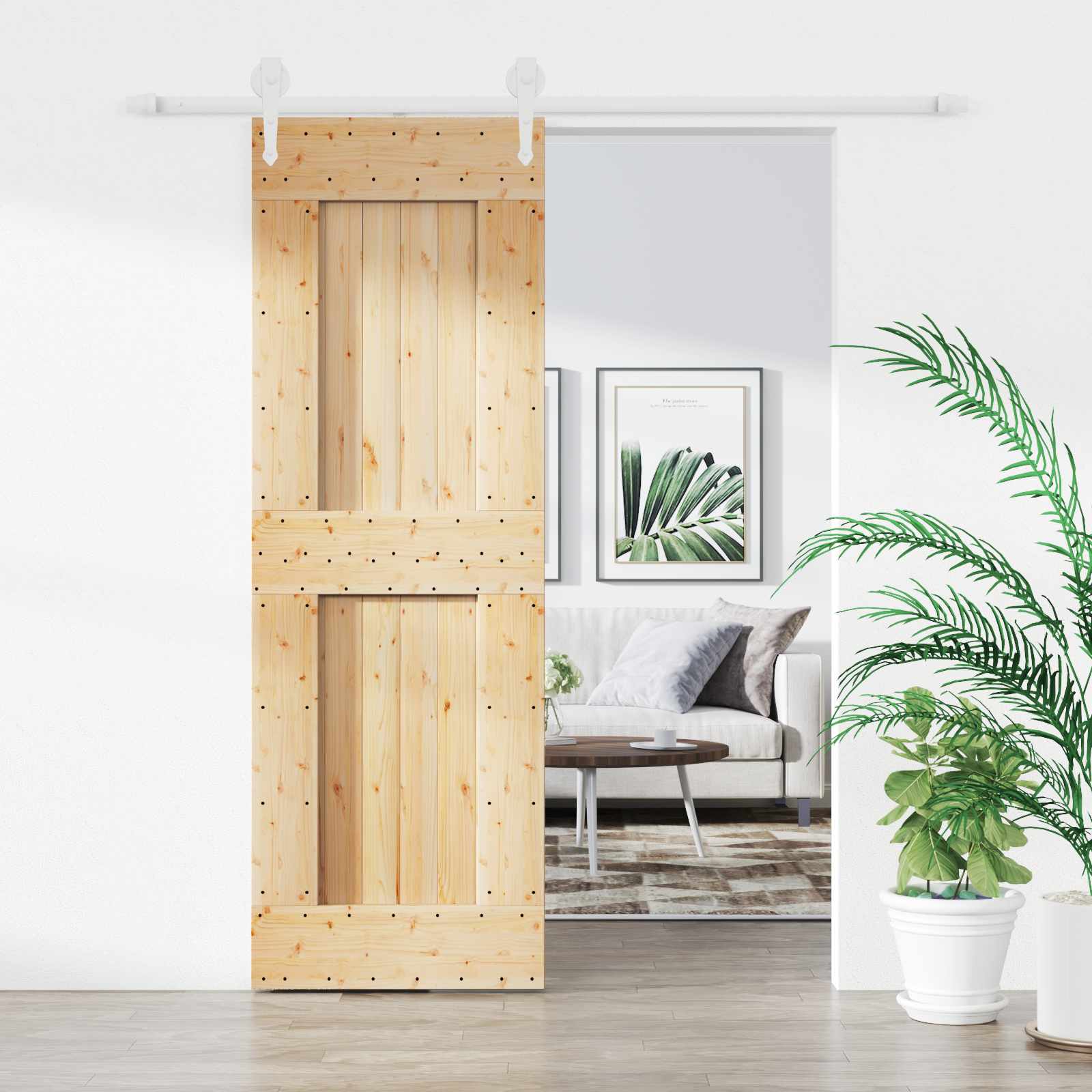 Συρόμενη Πόρτα Φυσικό και Λευκό 70 x 210 cm - Pakobazaar