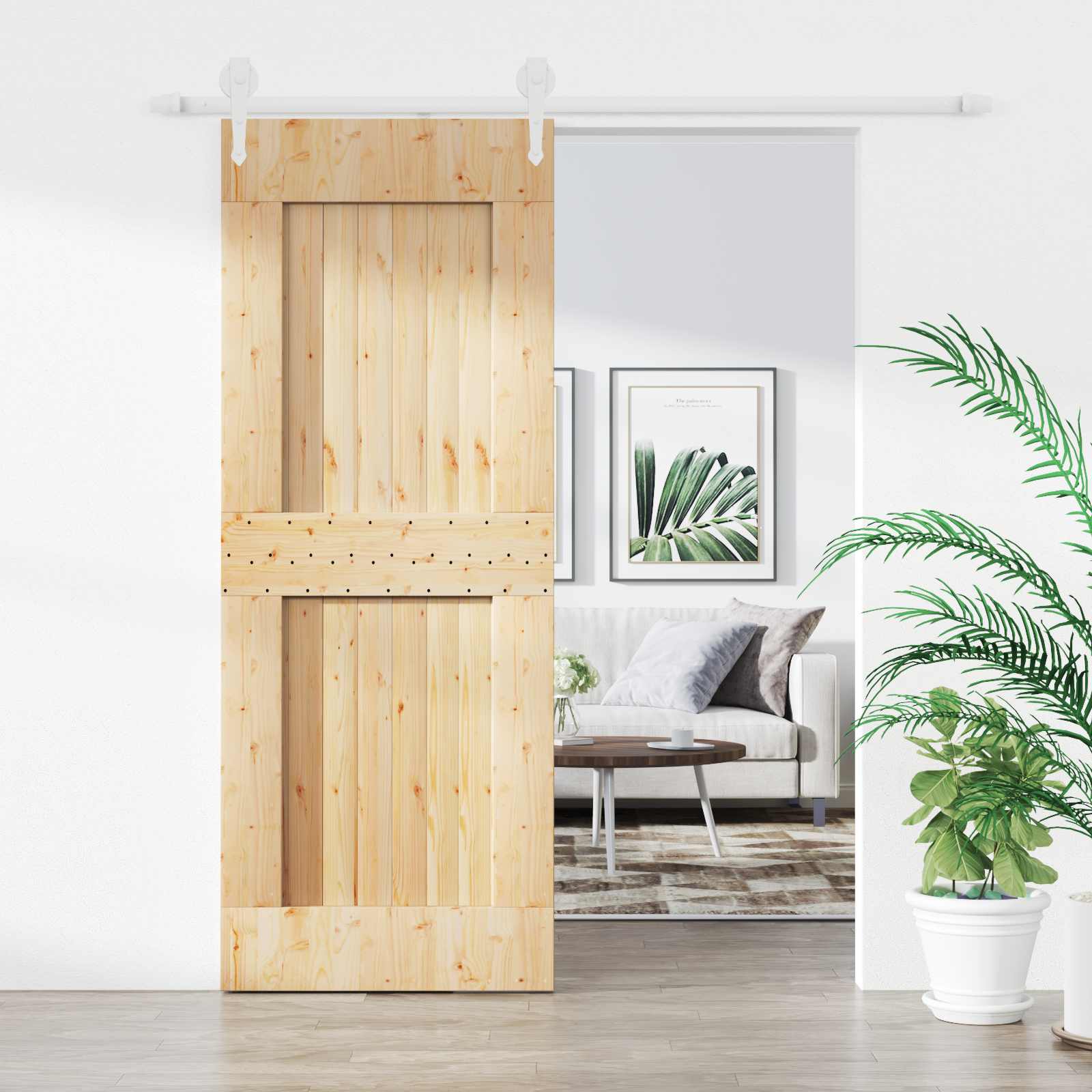Συρόμενη Πόρτα Φυσικό και Λευκό 80 x 210 cm - Pakobazaar