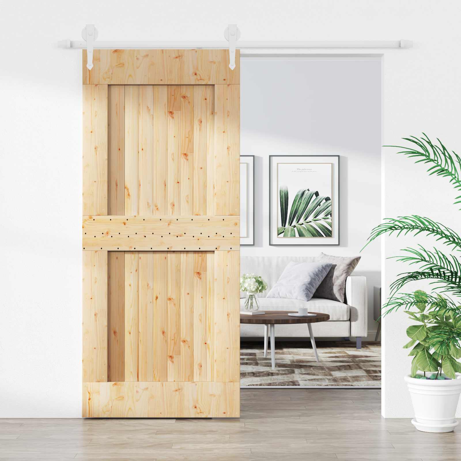 Συρόμενη Πόρτα Φυσικό και Λευκό 90 x 210 cm - Pakobazaar