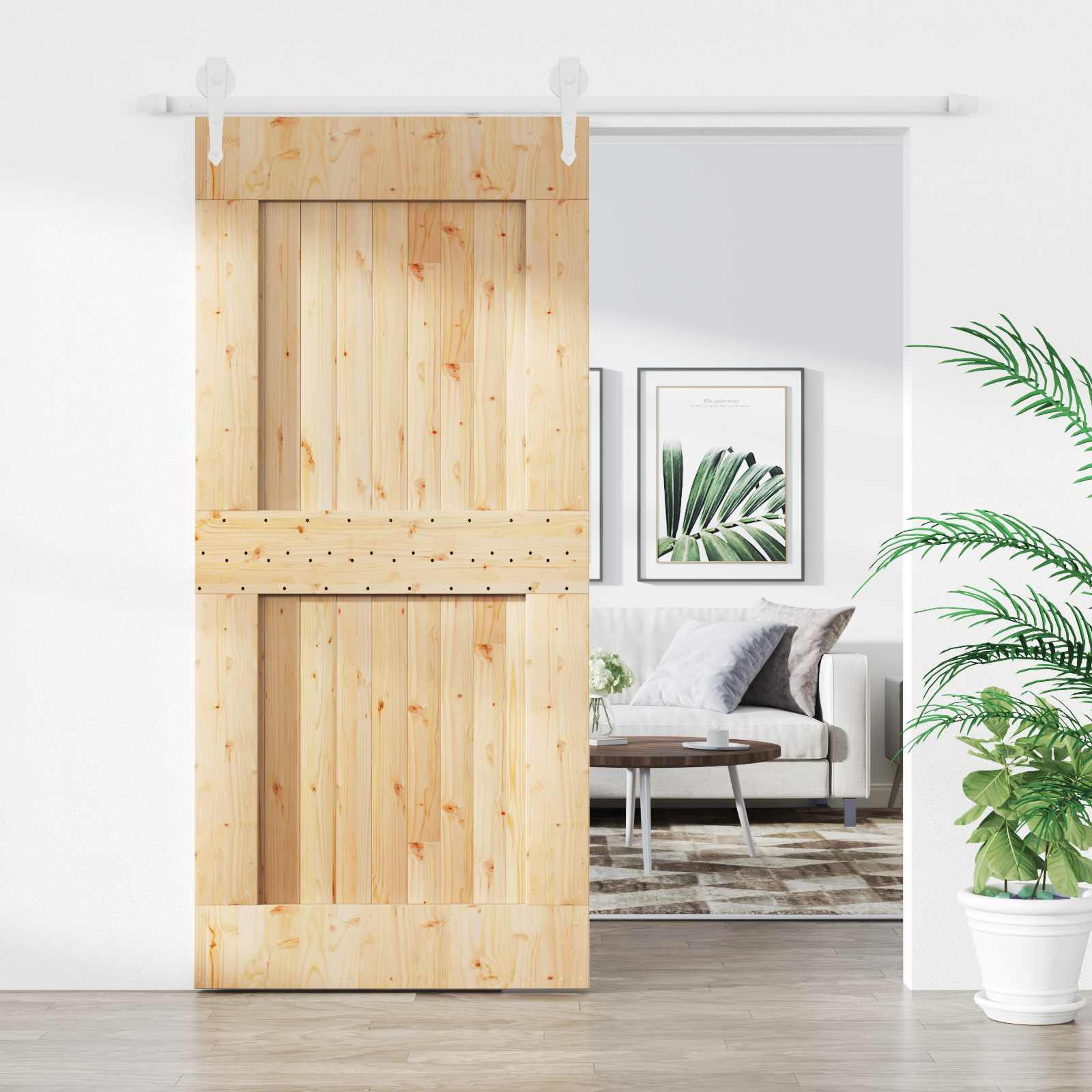 Συρόμενη Πόρτα Φυσικό και Λευκό 100 x 210 cm - Pakobazaar