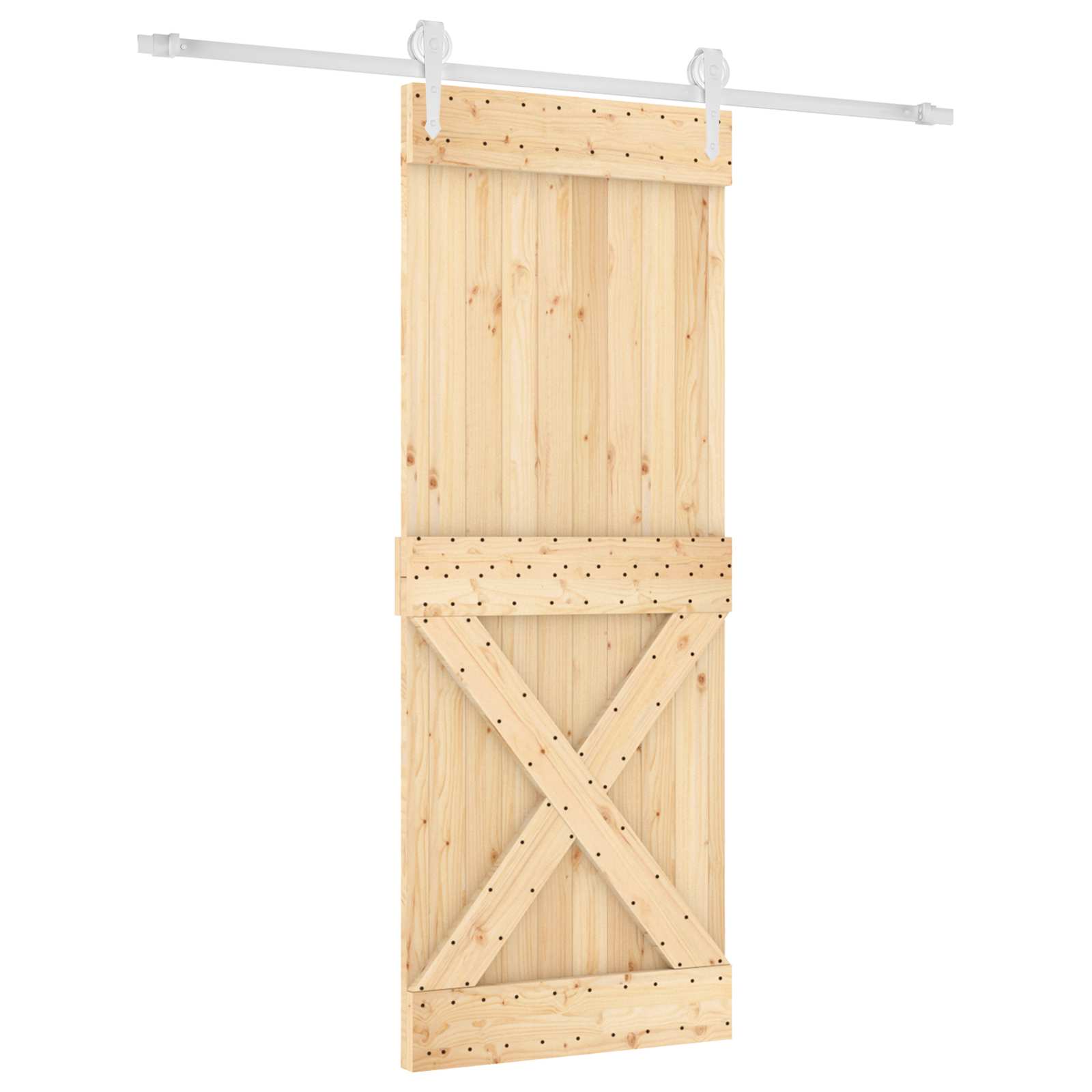 Συρόμενη Πόρτα Φυσικό και Λευκό 80 x 210 cm - Pakobazaar